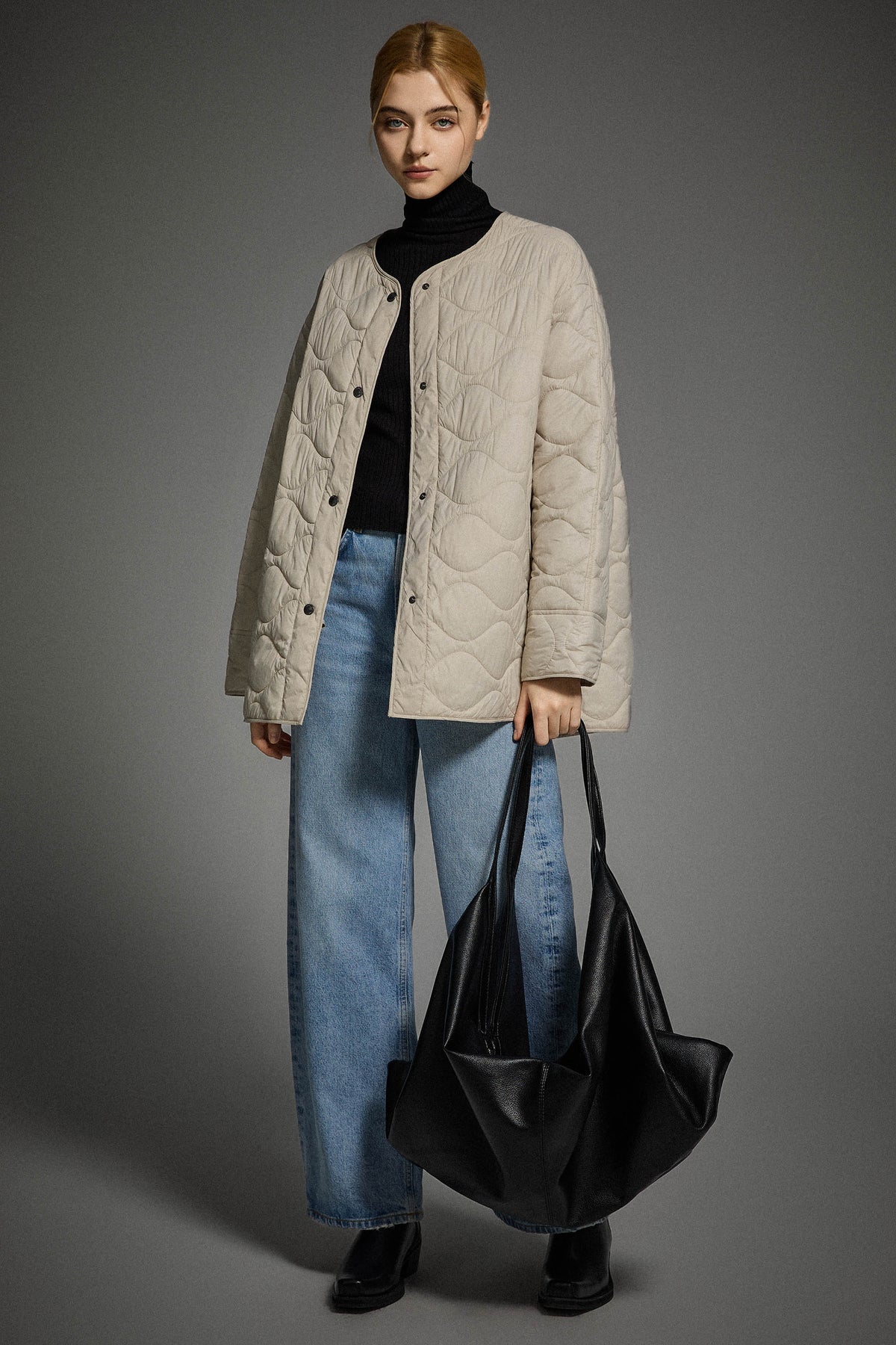 Oversized Quilted Drop-Shoulder Jacket
