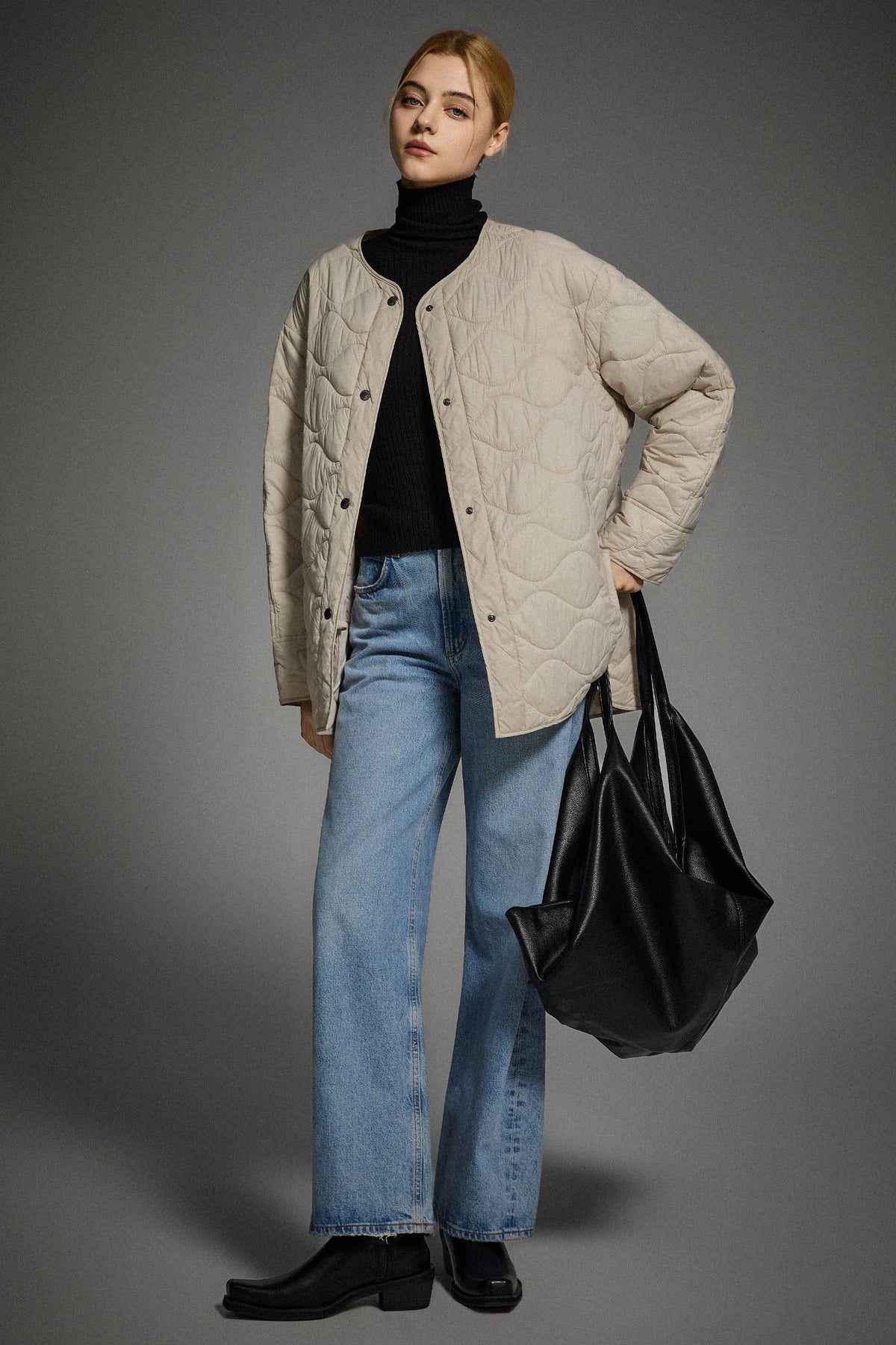 Oversized Quilted Drop-Shoulder Jacket