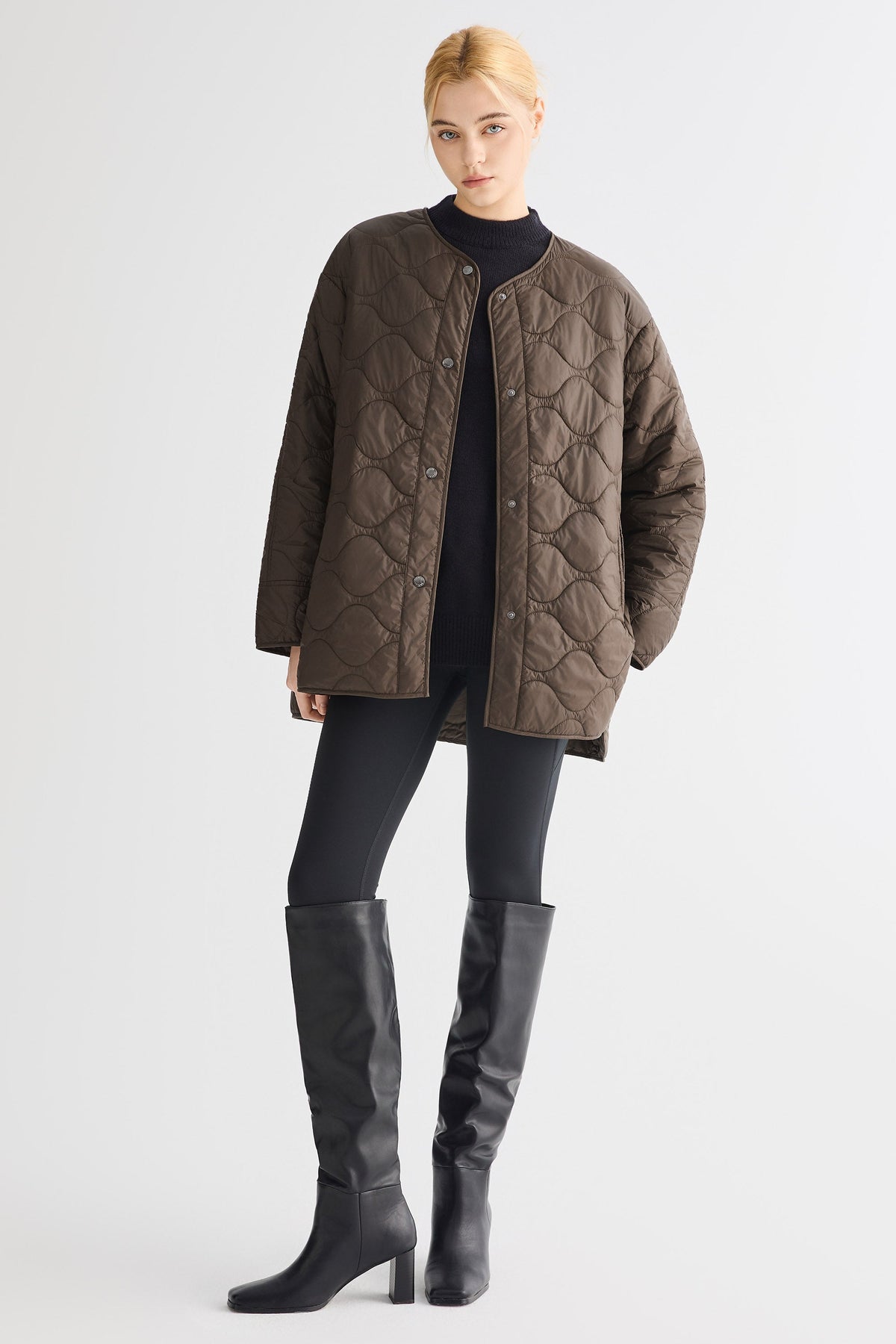Oversized Quilted Drop-Shoulder Jacket