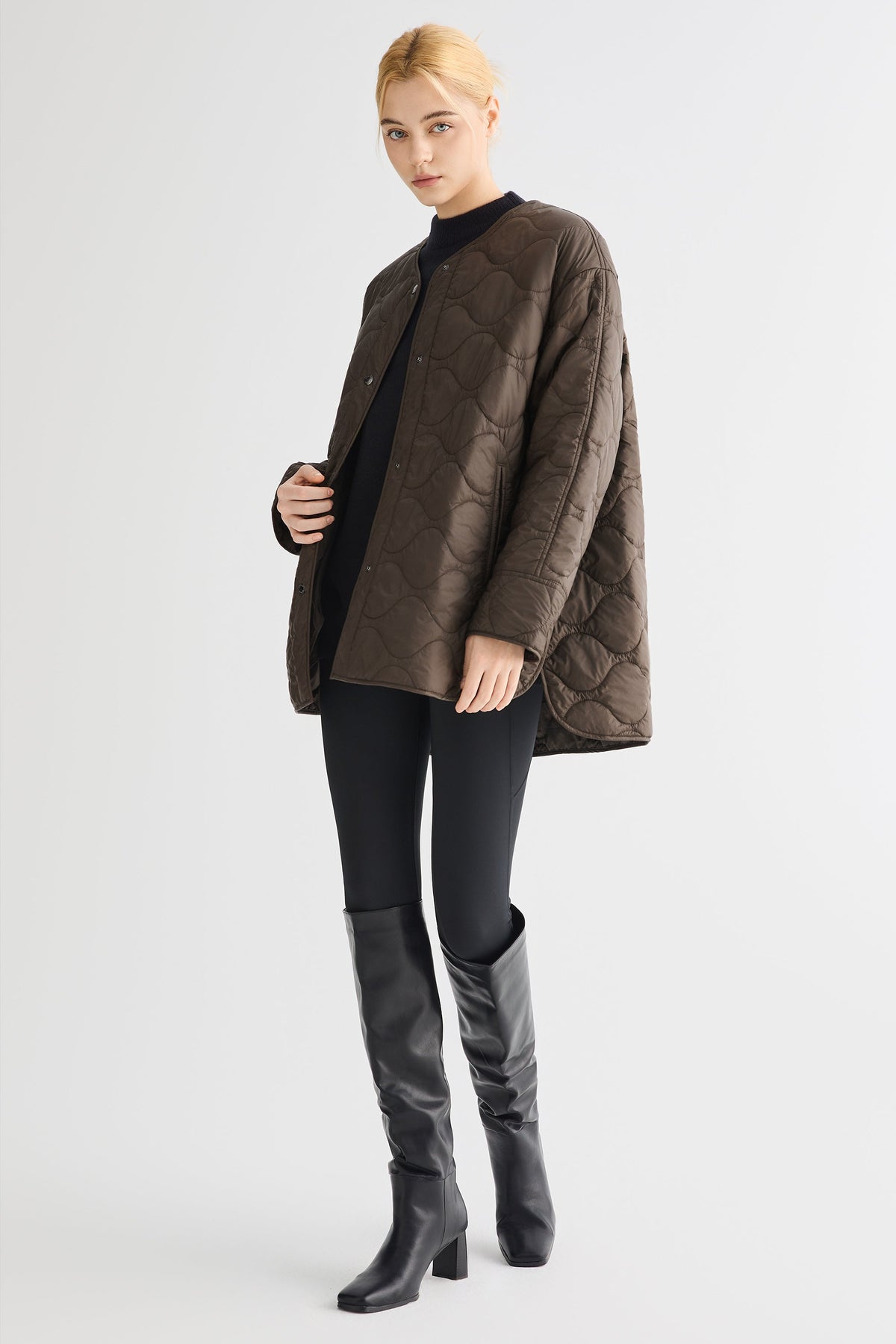Oversized Quilted Drop-Shoulder Jacket