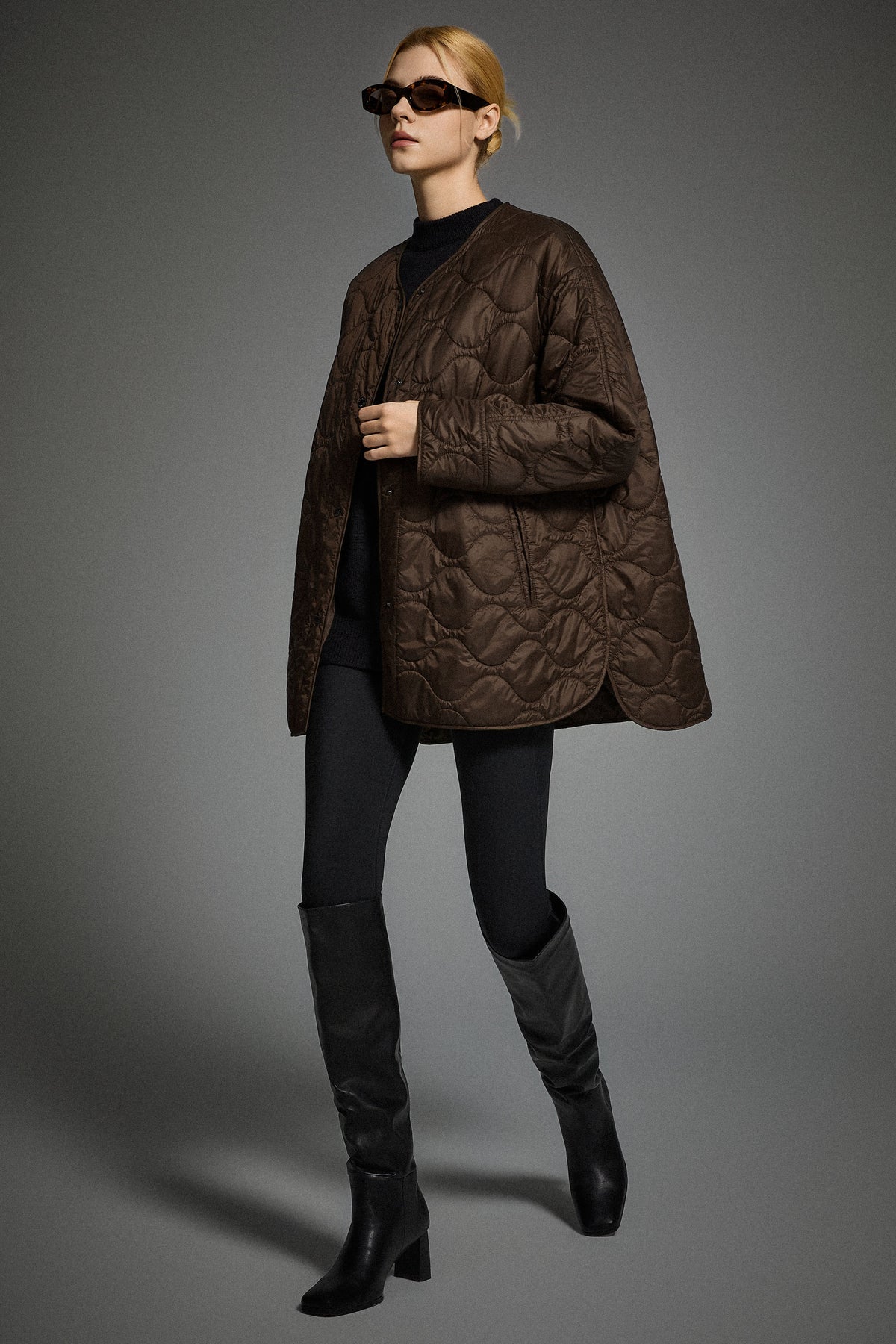 Oversized Quilted Drop-Shoulder Jacket