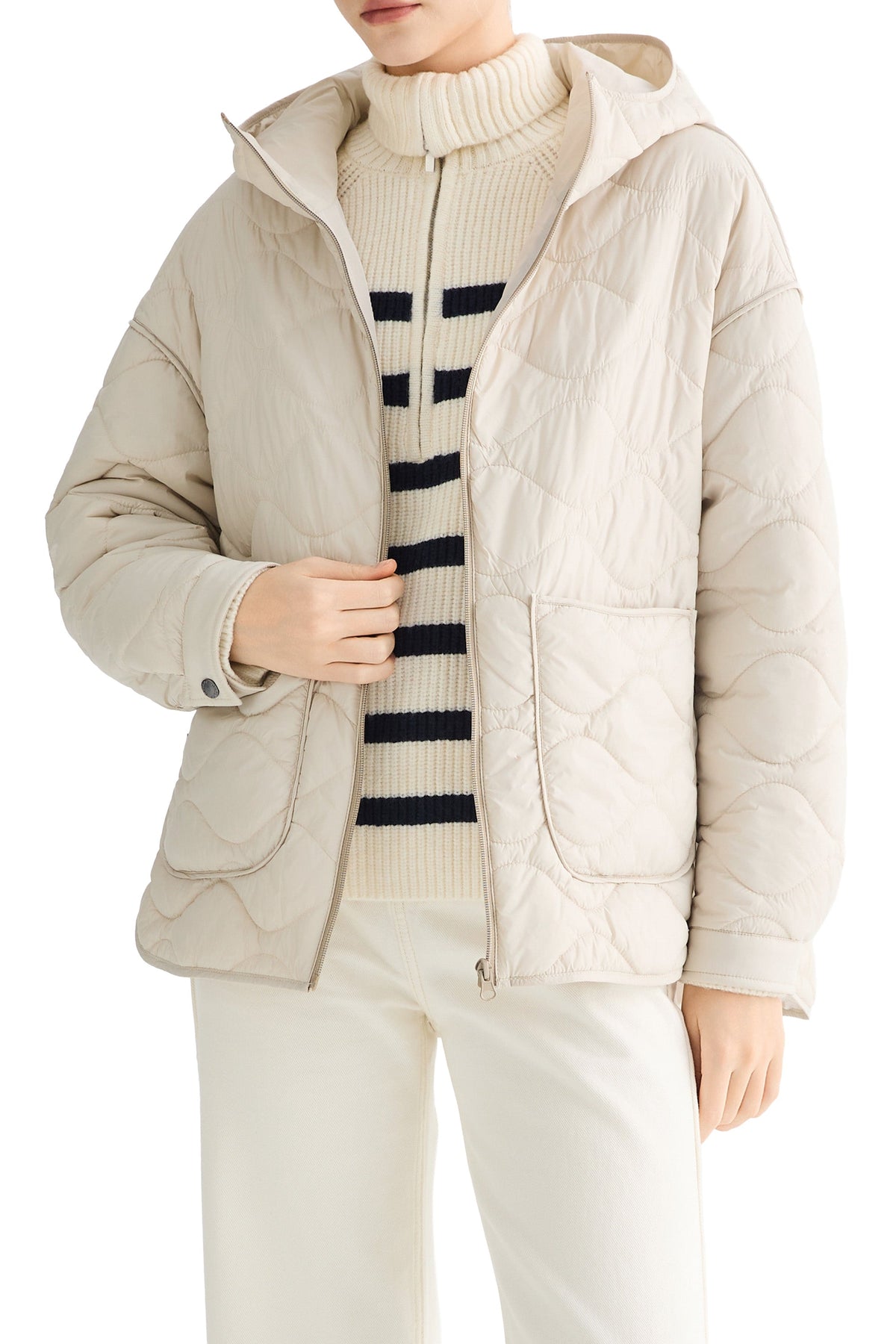 Oversized Quilted Hooded Drop-Shoulder Jacket