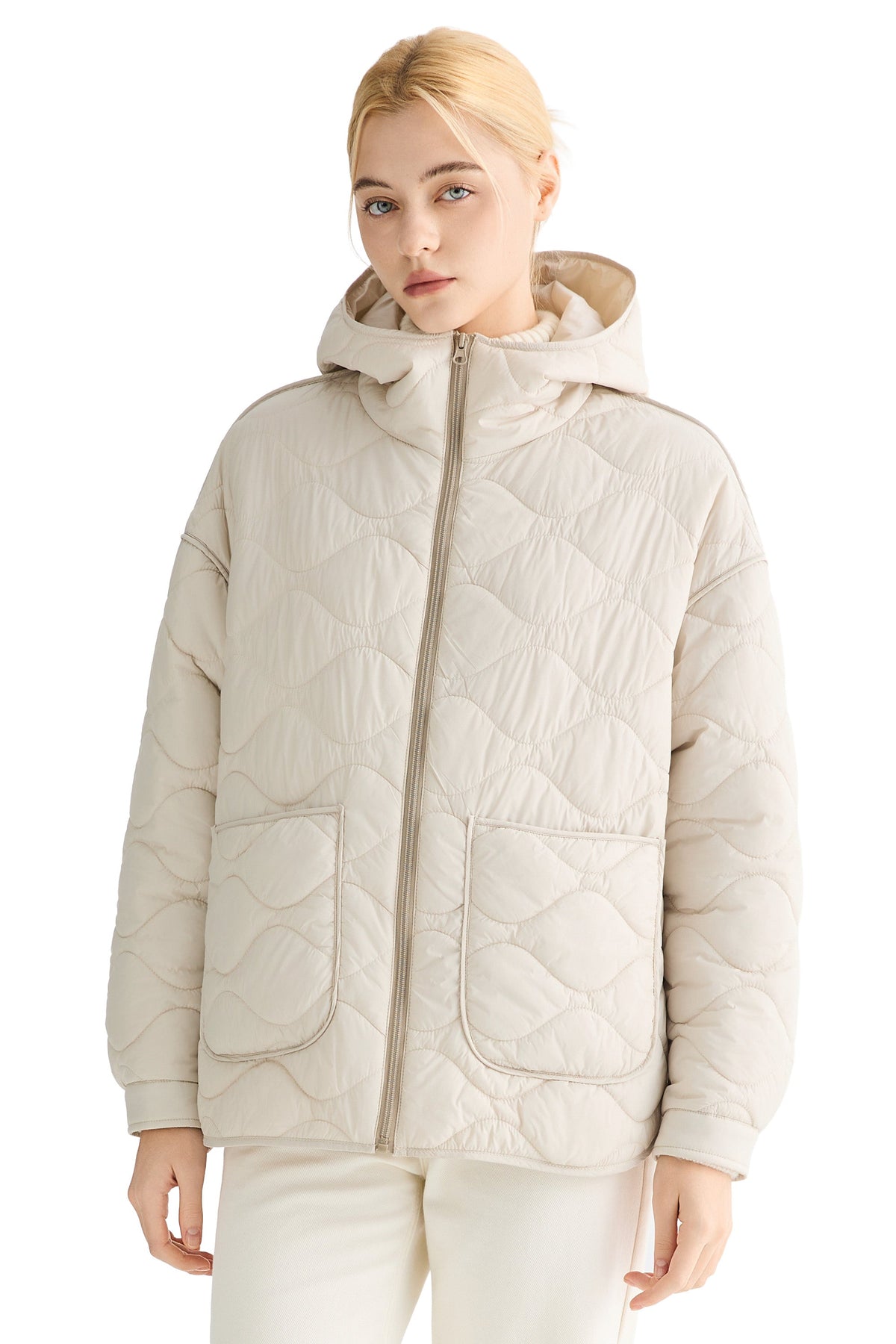 Oversized Quilted Hooded Drop-Shoulder Jacket