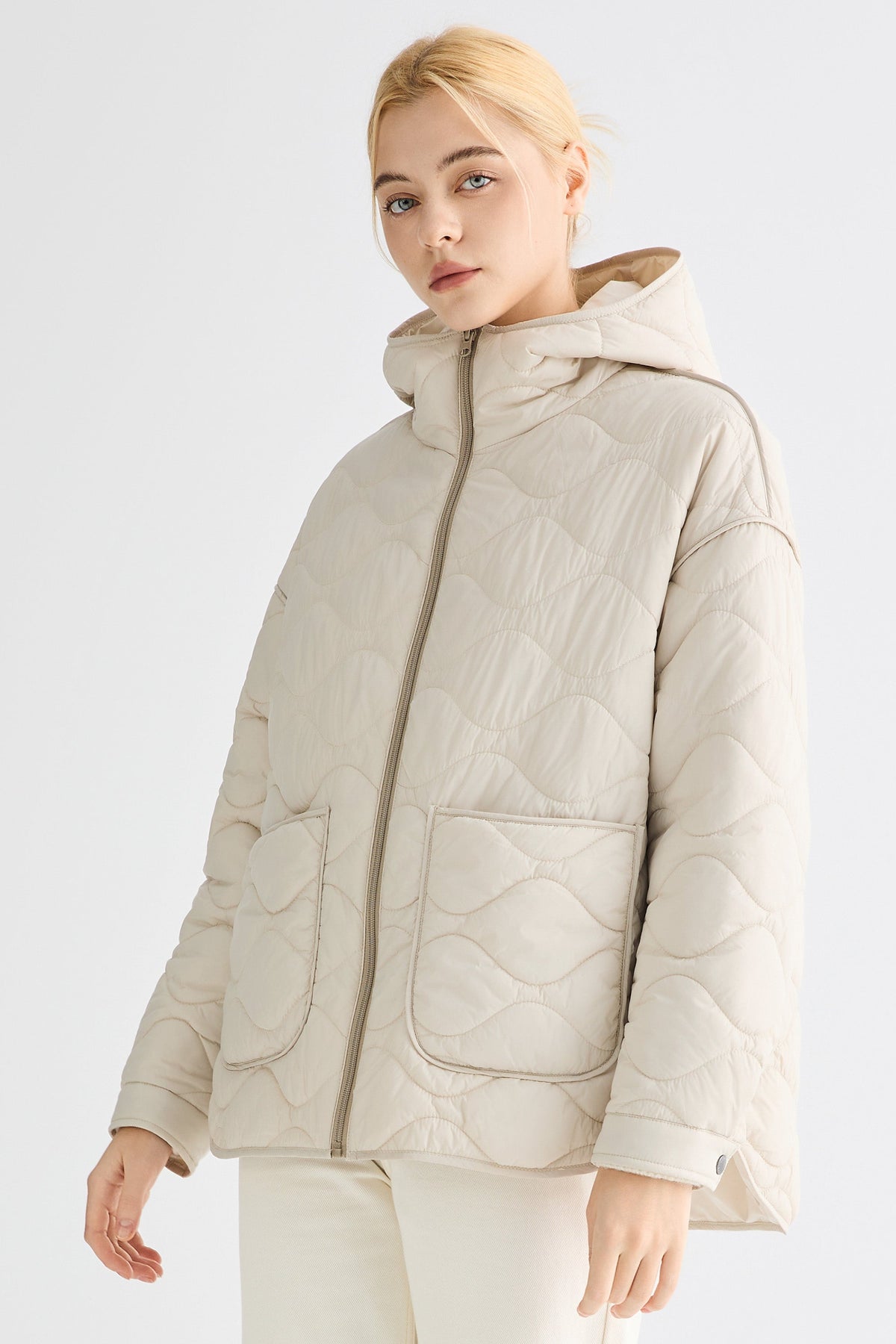 Oversized Quilted Hooded Drop-Shoulder Jacket