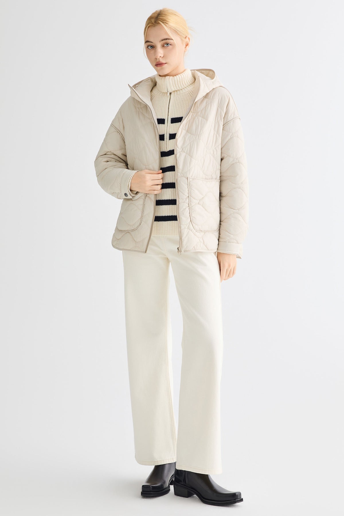 Oversized Quilted Hooded Drop-Shoulder Jacket