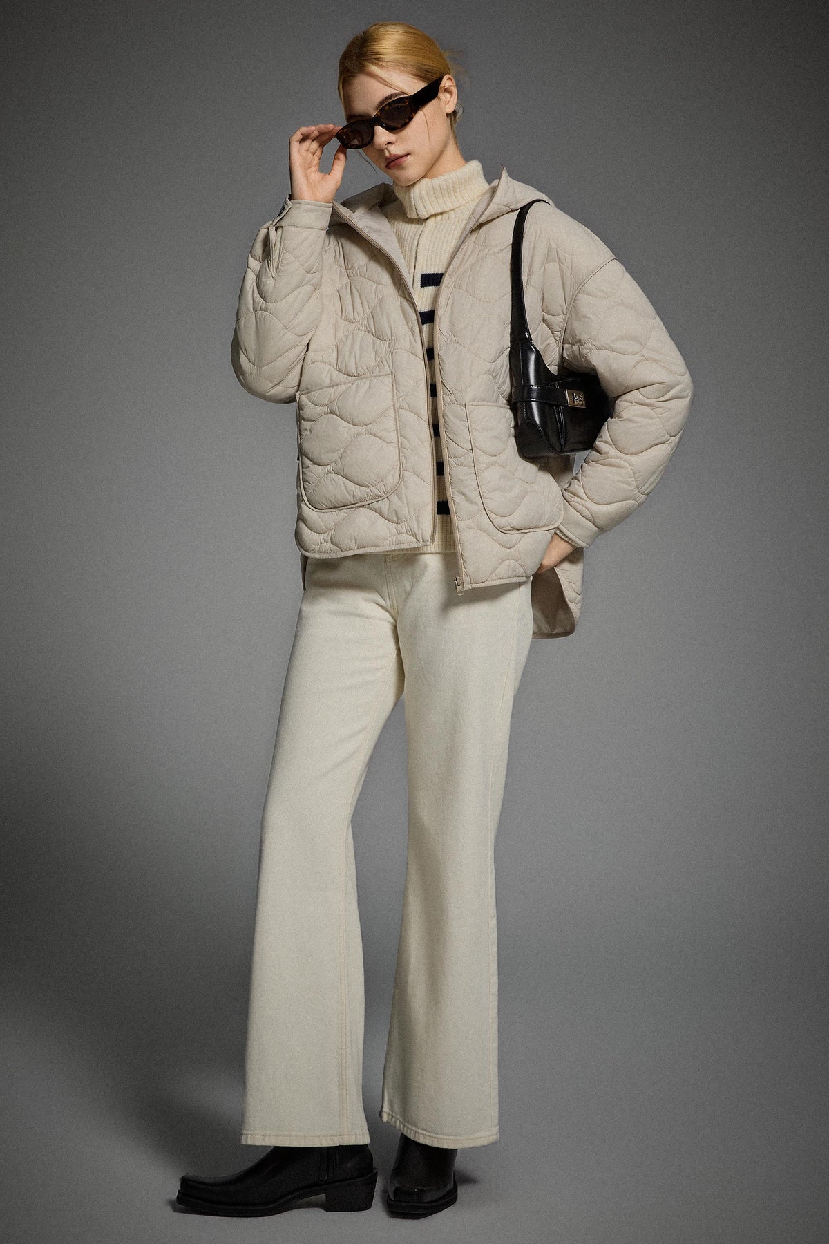 Oversized Quilted Hooded Drop-Shoulder Jacket