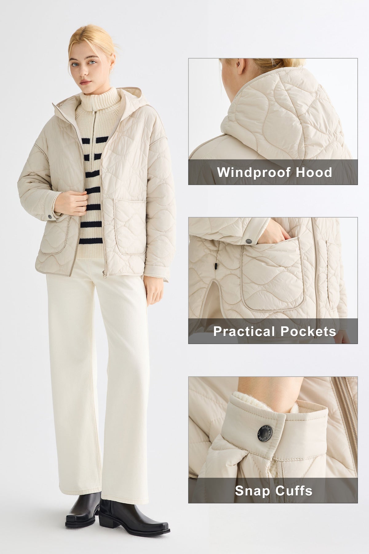Oversized Quilted Hooded Drop-Shoulder Jacket