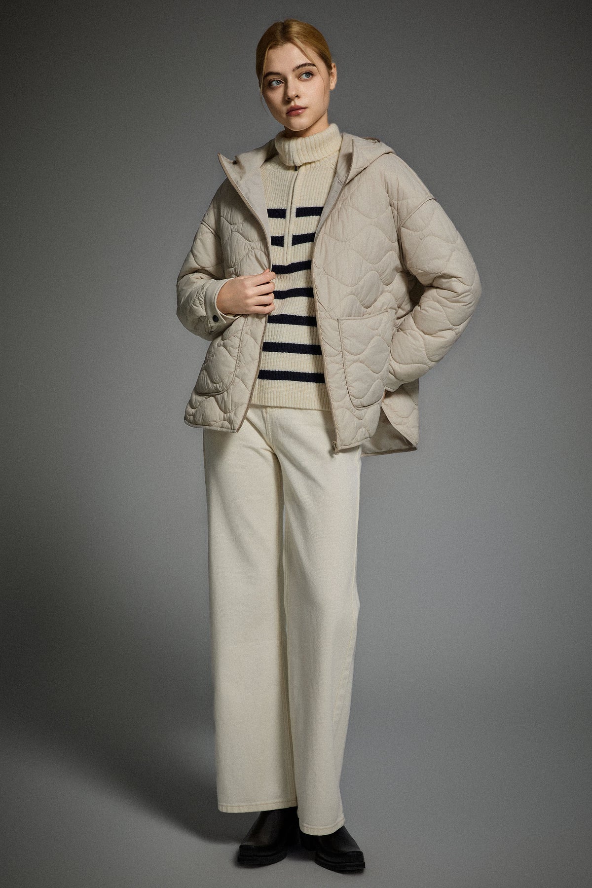 Oversized Quilted Hooded Drop-Shoulder Jacket