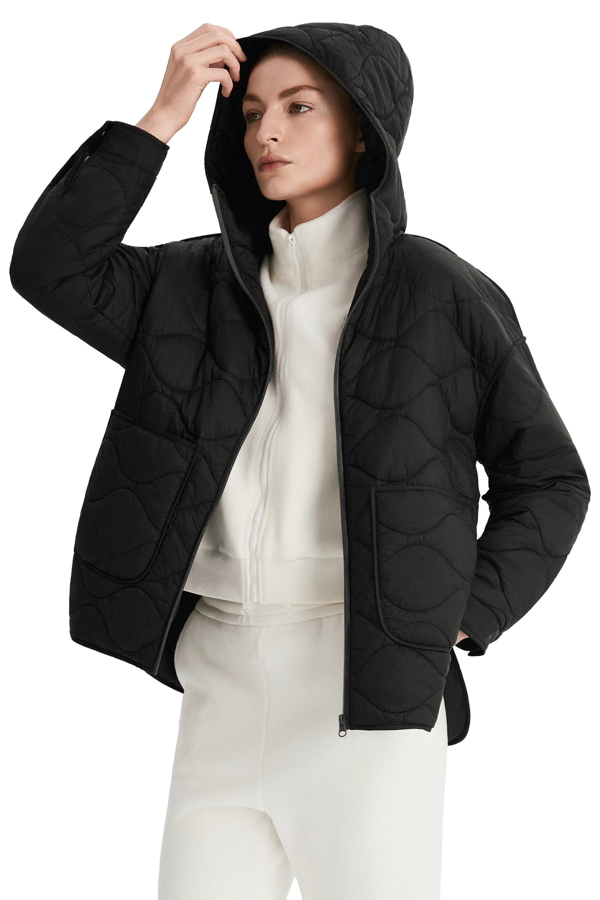 Oversized Quilted Hooded Drop-Shoulder Jacket