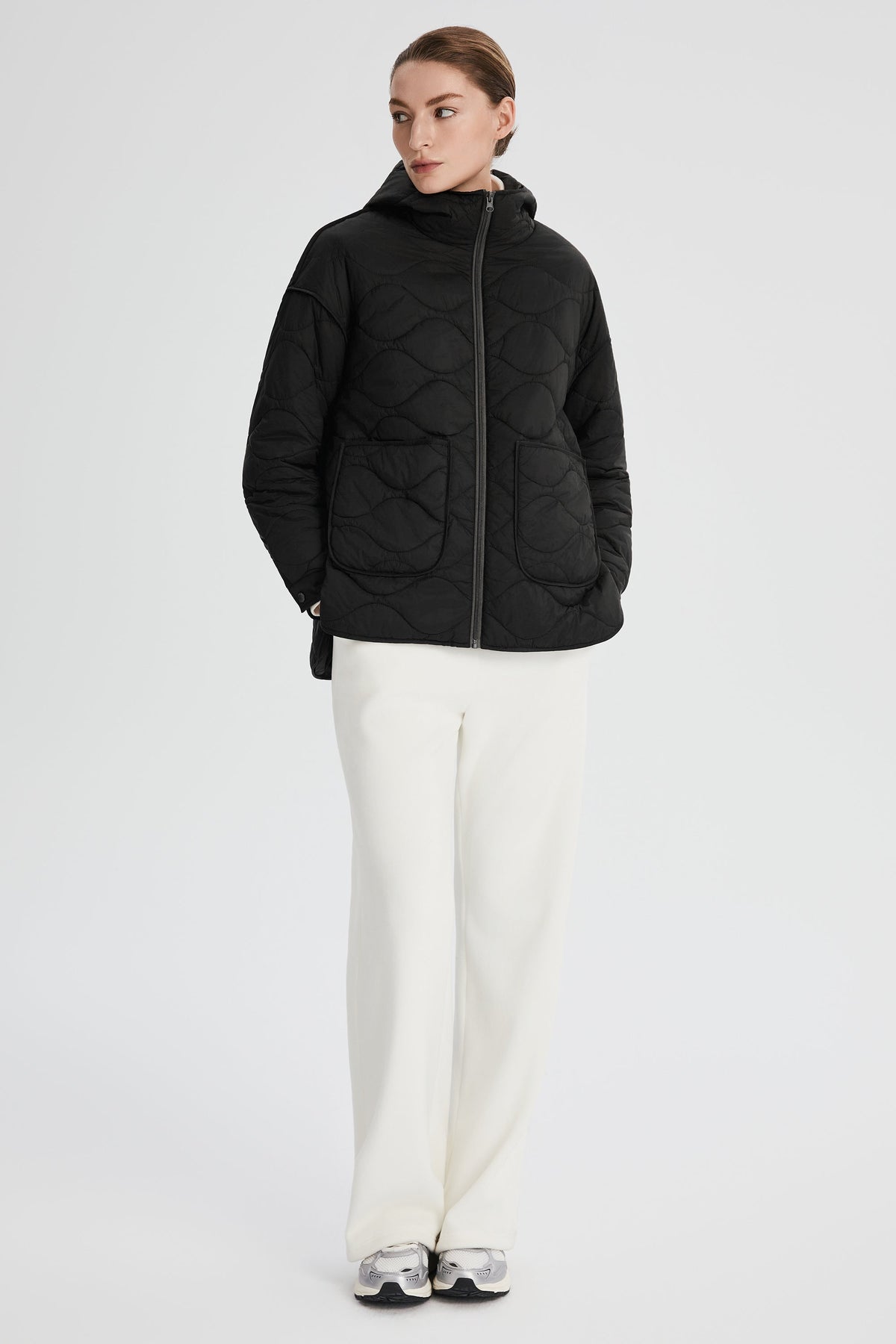 Oversized Quilted Hooded Drop-Shoulder Jacket