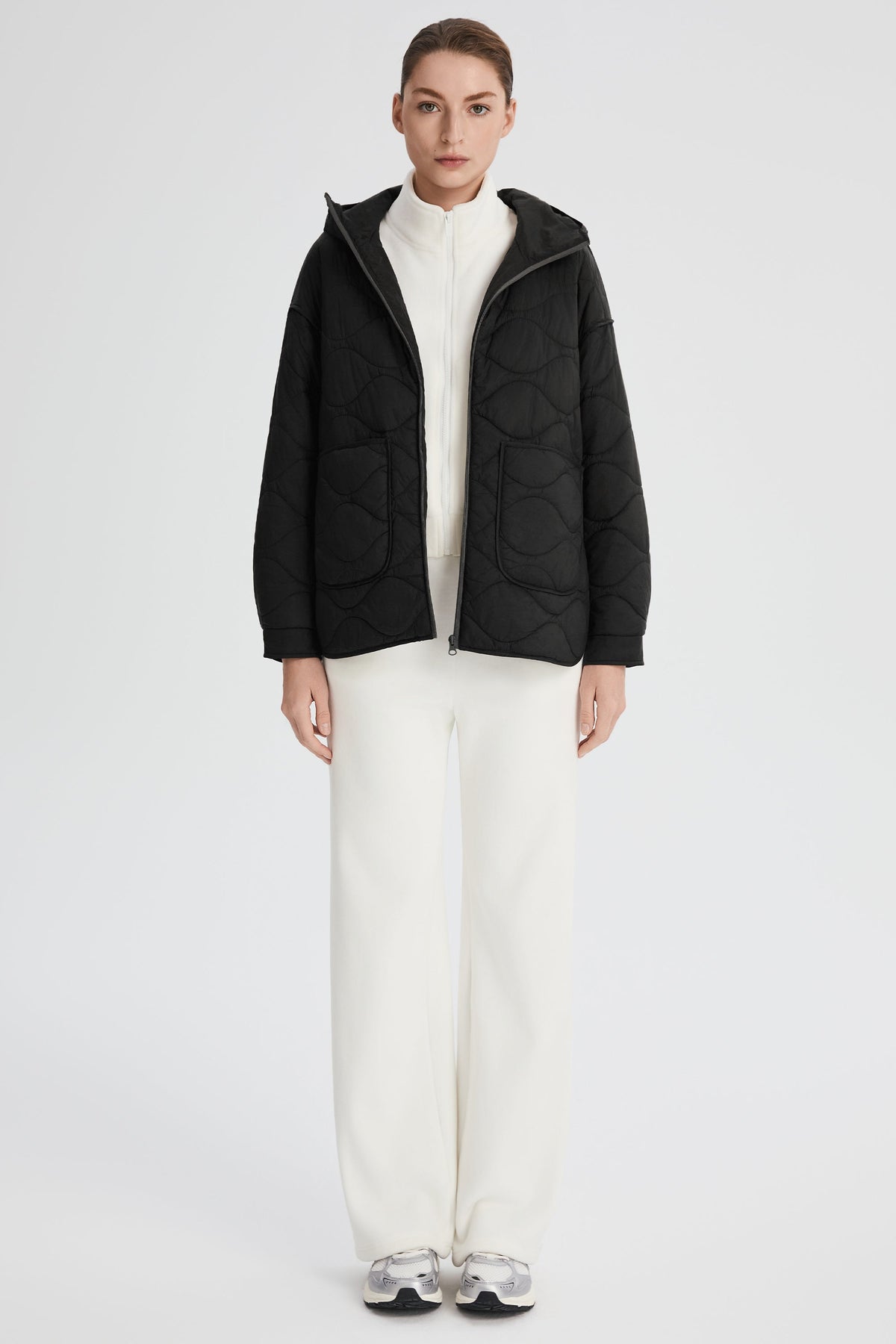 Oversized Quilted Hooded Drop-Shoulder Jacket