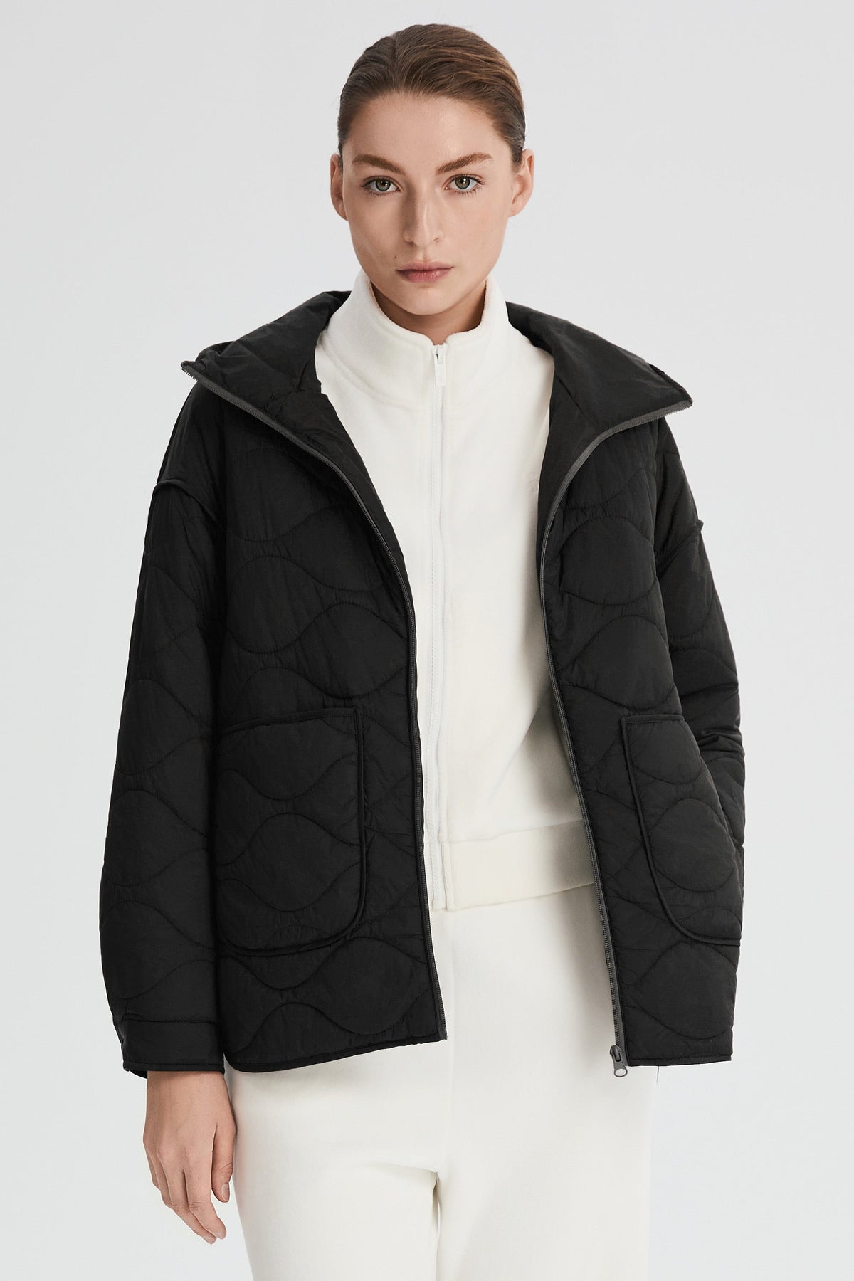 Oversized Quilted Hooded Drop-Shoulder Jacket