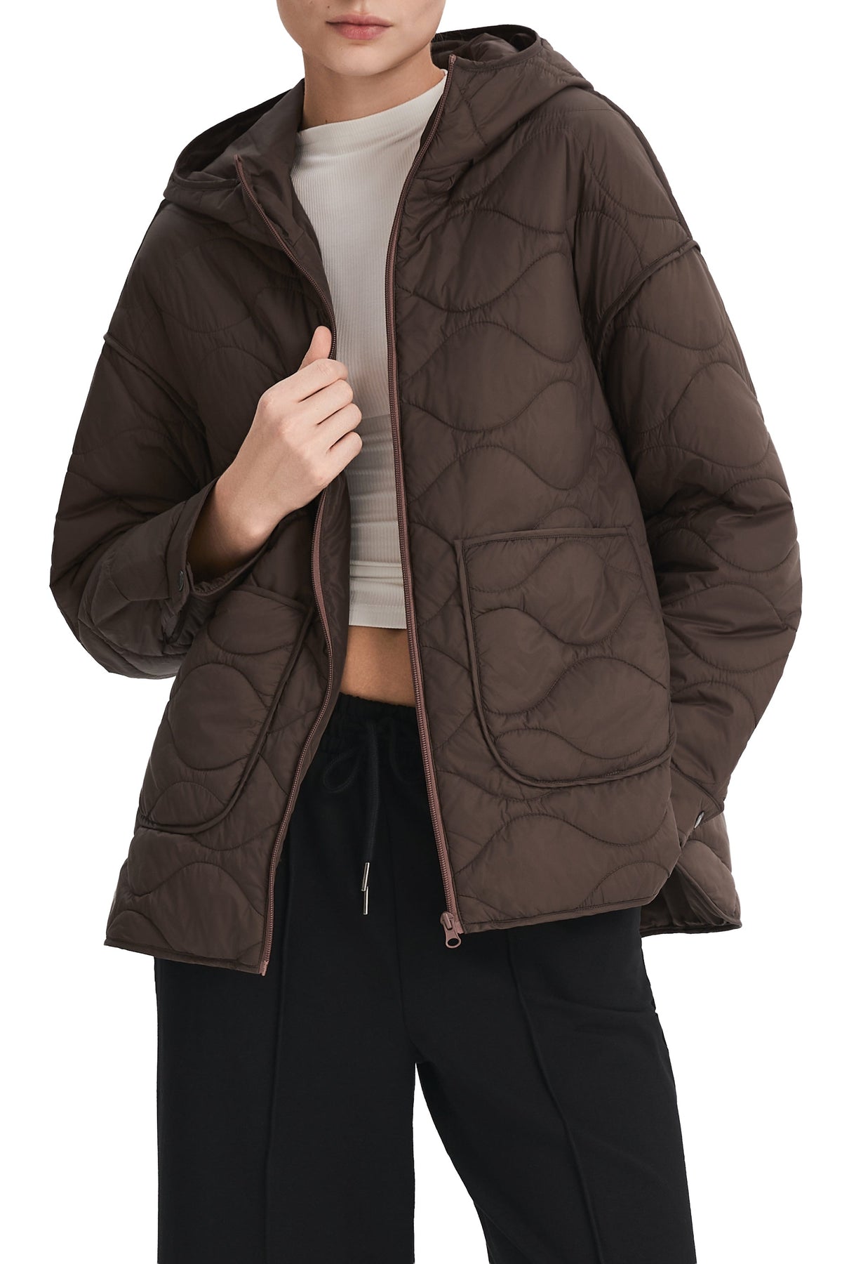 Oversized Quilted Hooded Drop-Shoulder Jacket