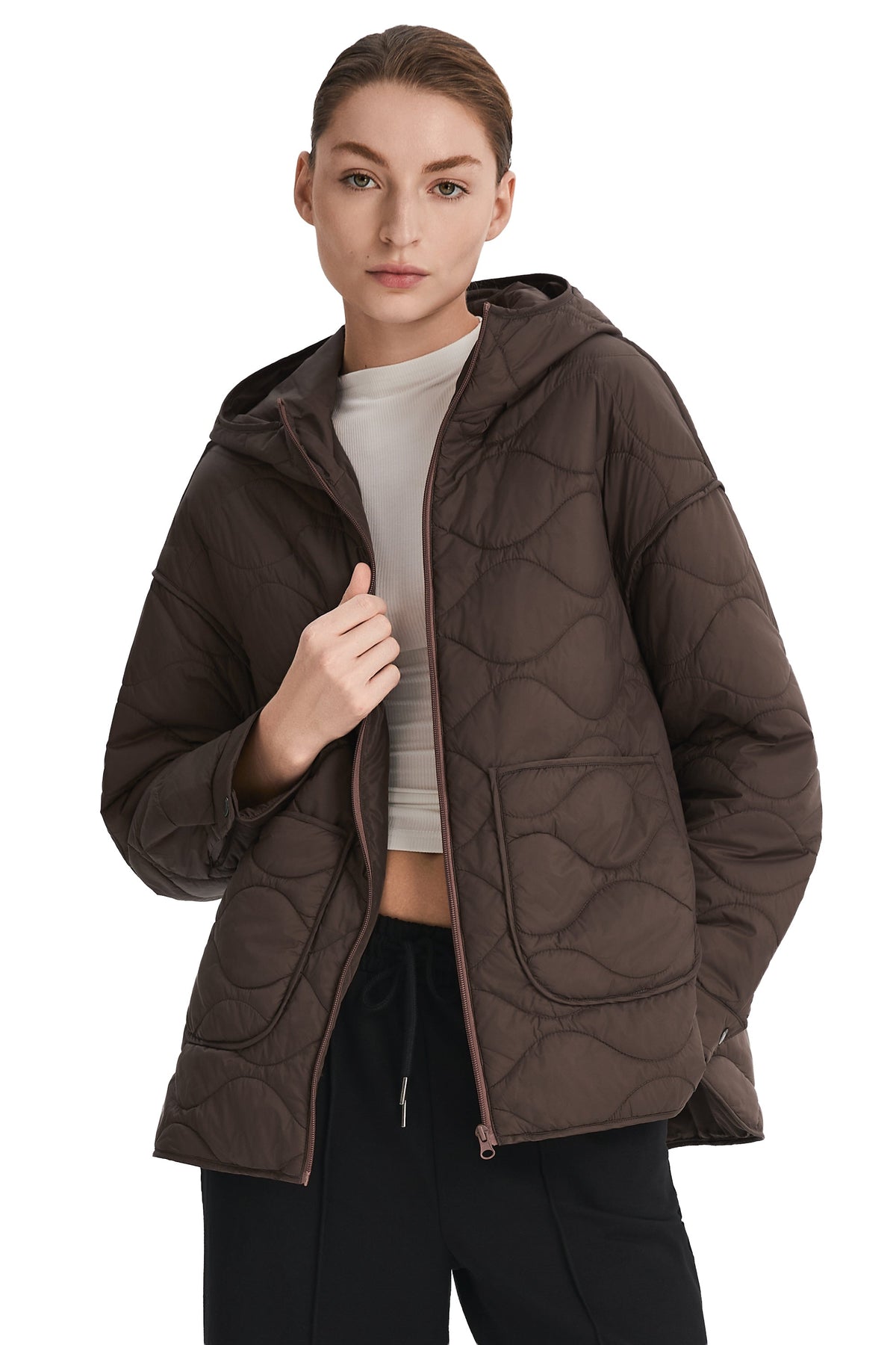 Oversized Quilted Hooded Drop-Shoulder Jacket