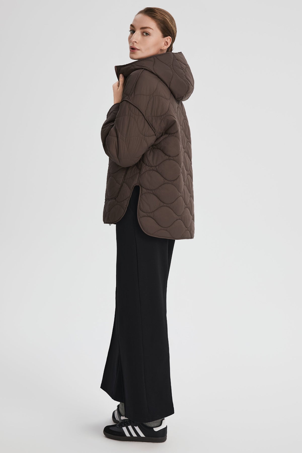 Oversized Quilted Hooded Drop-Shoulder Jacket