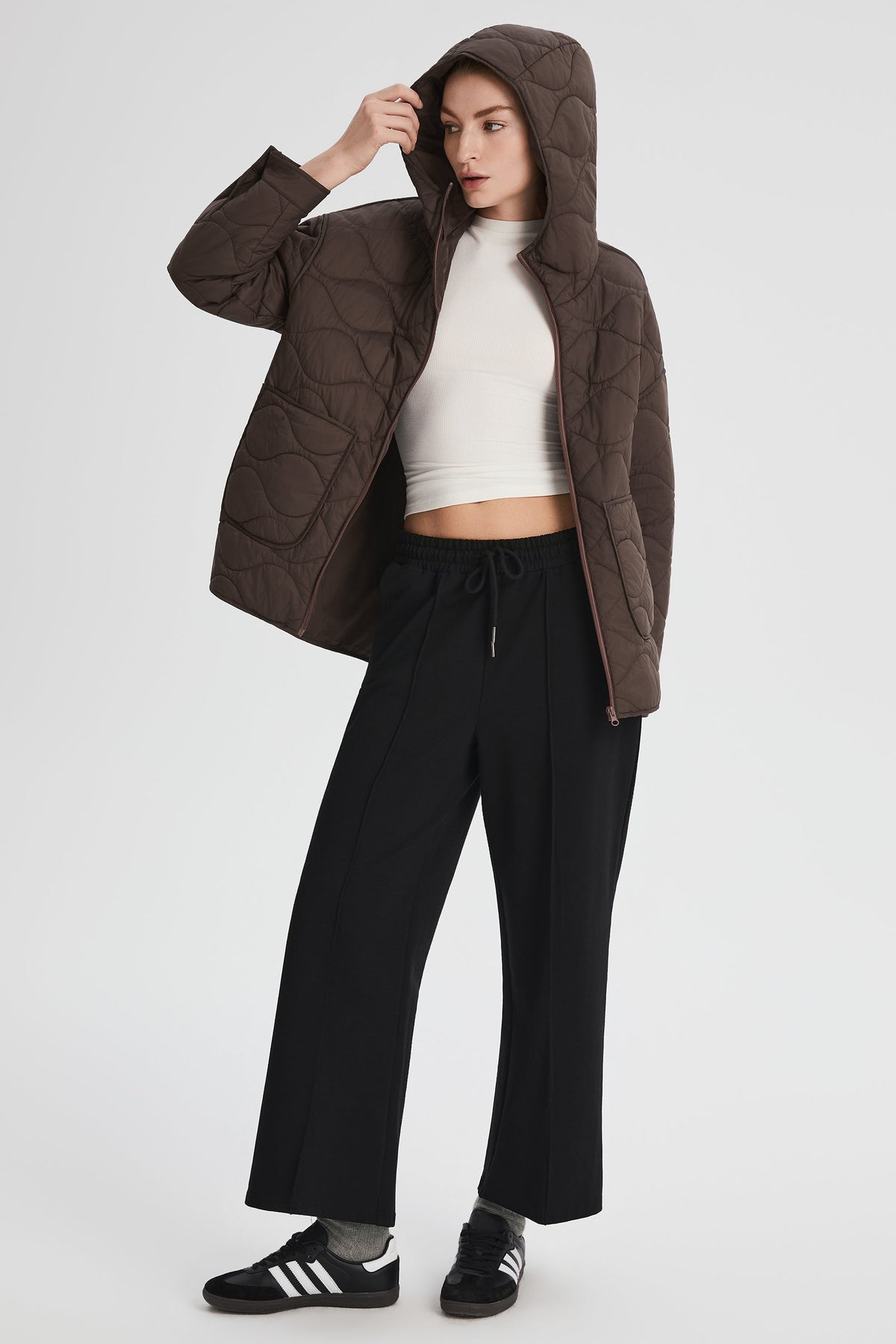 Oversized Quilted Hooded Drop-Shoulder Jacket