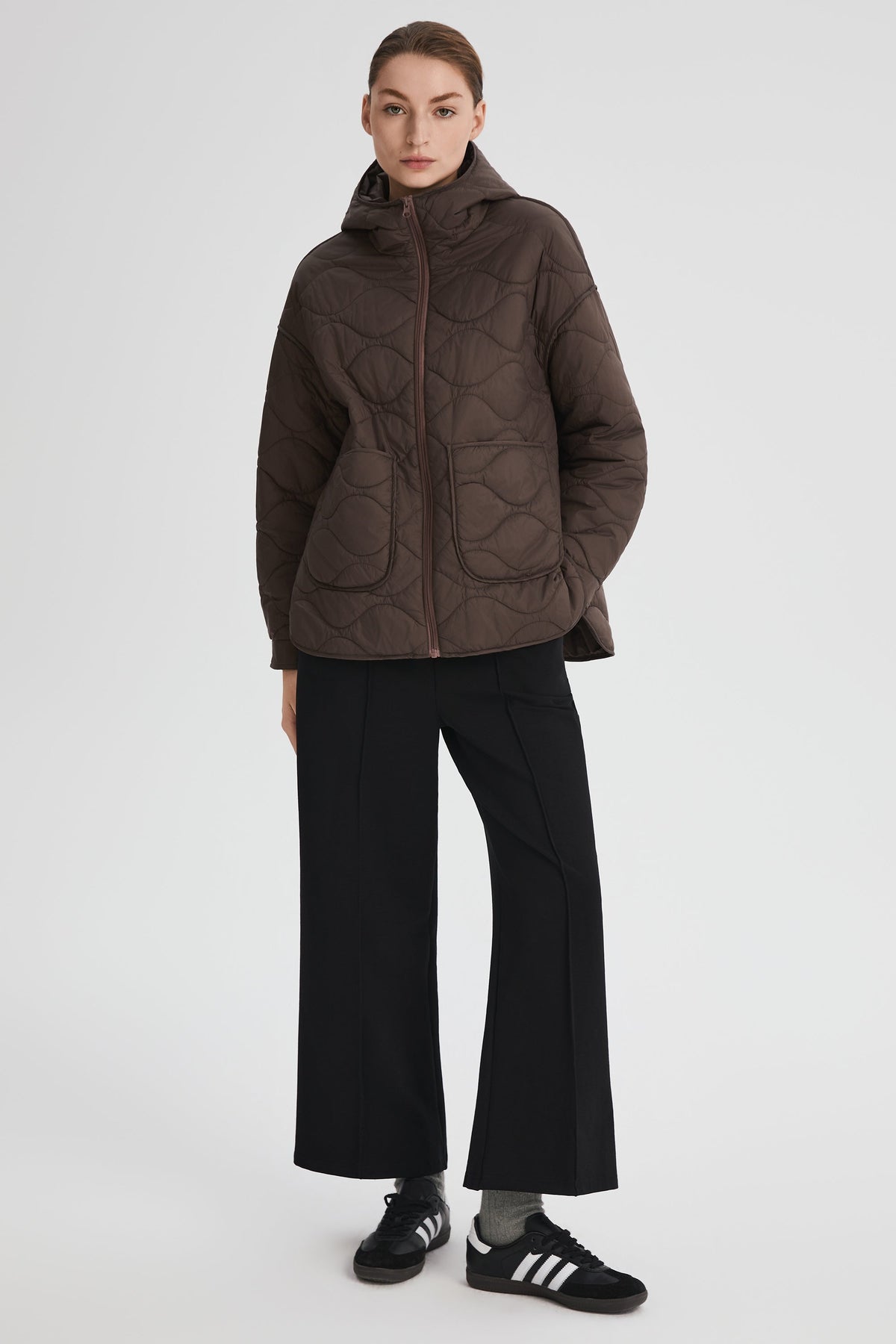 Oversized Quilted Hooded Drop-Shoulder Jacket