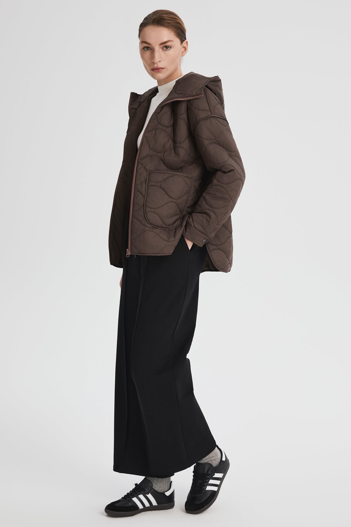 Oversized Quilted Hooded Drop-Shoulder Jacket