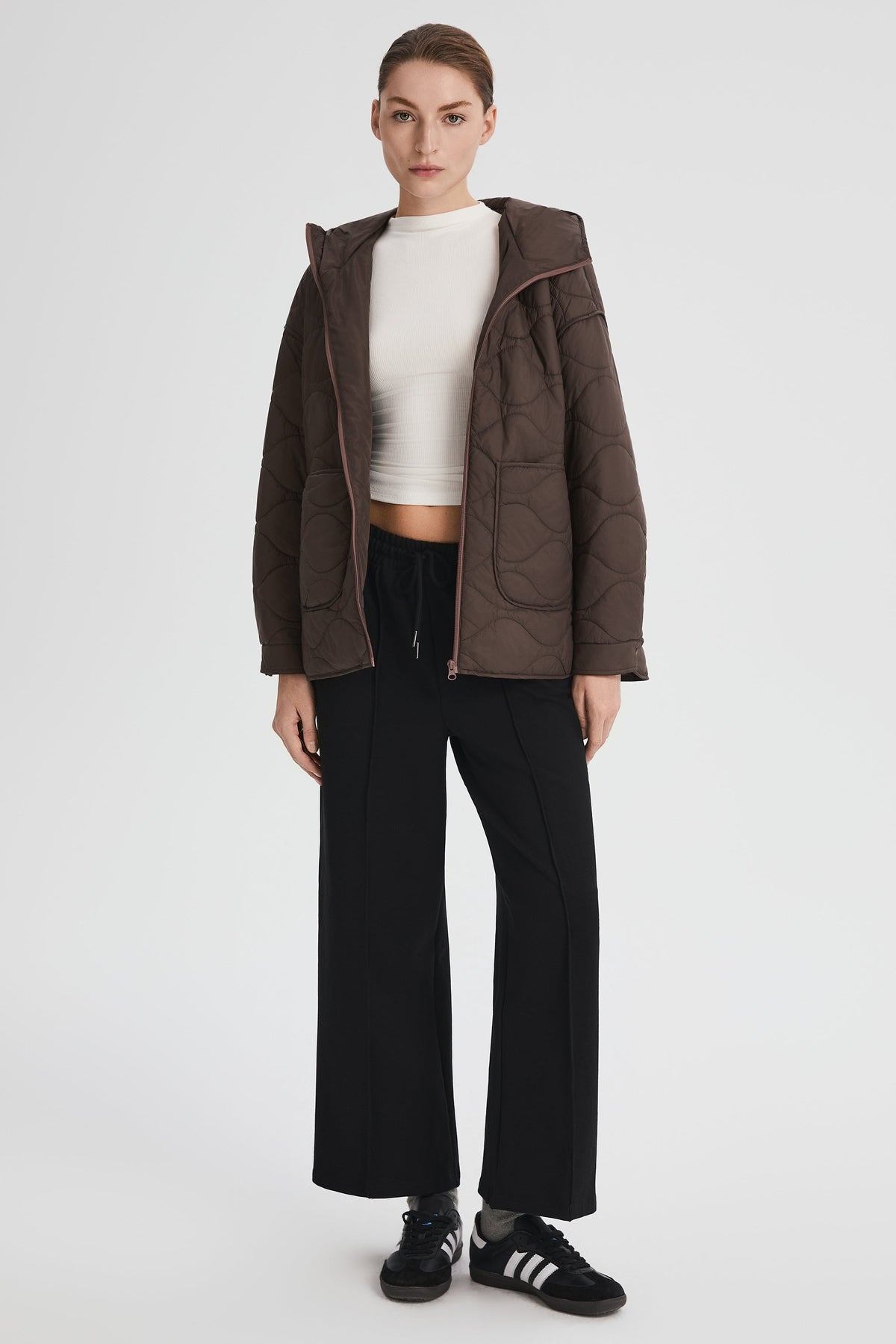 Oversized Quilted Hooded Drop-Shoulder Jacket