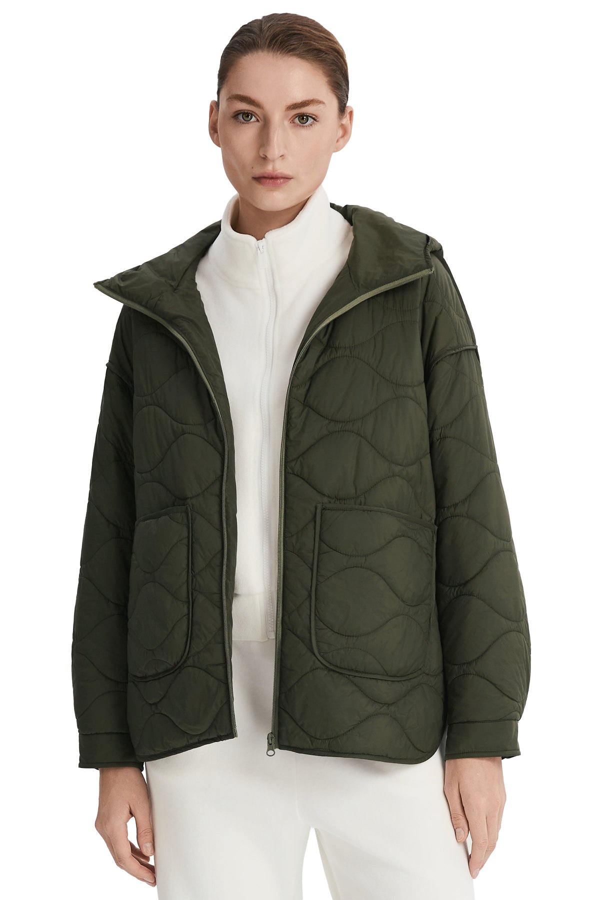 Oversized Quilted Hooded Drop-Shoulder Jacket