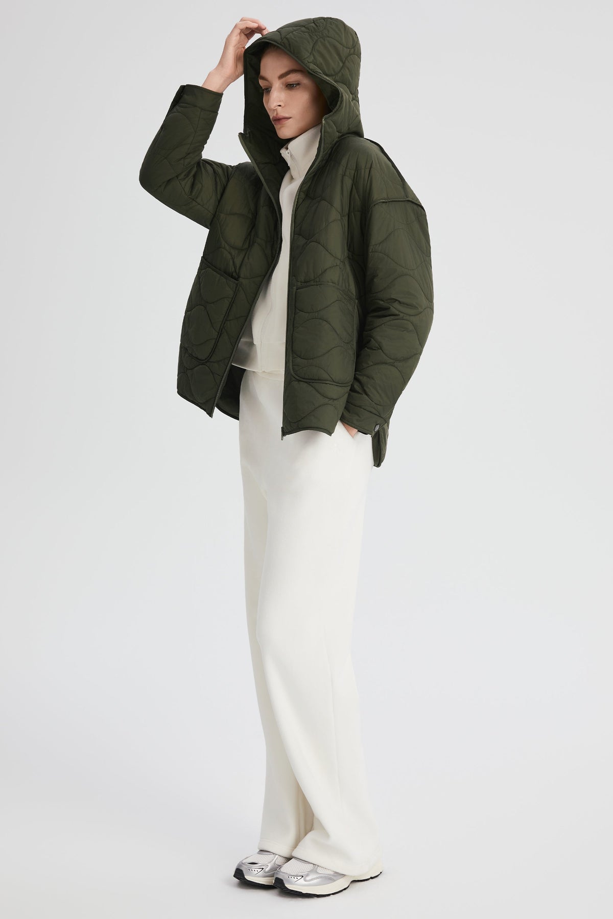 Oversized Quilted Hooded Drop-Shoulder Jacket