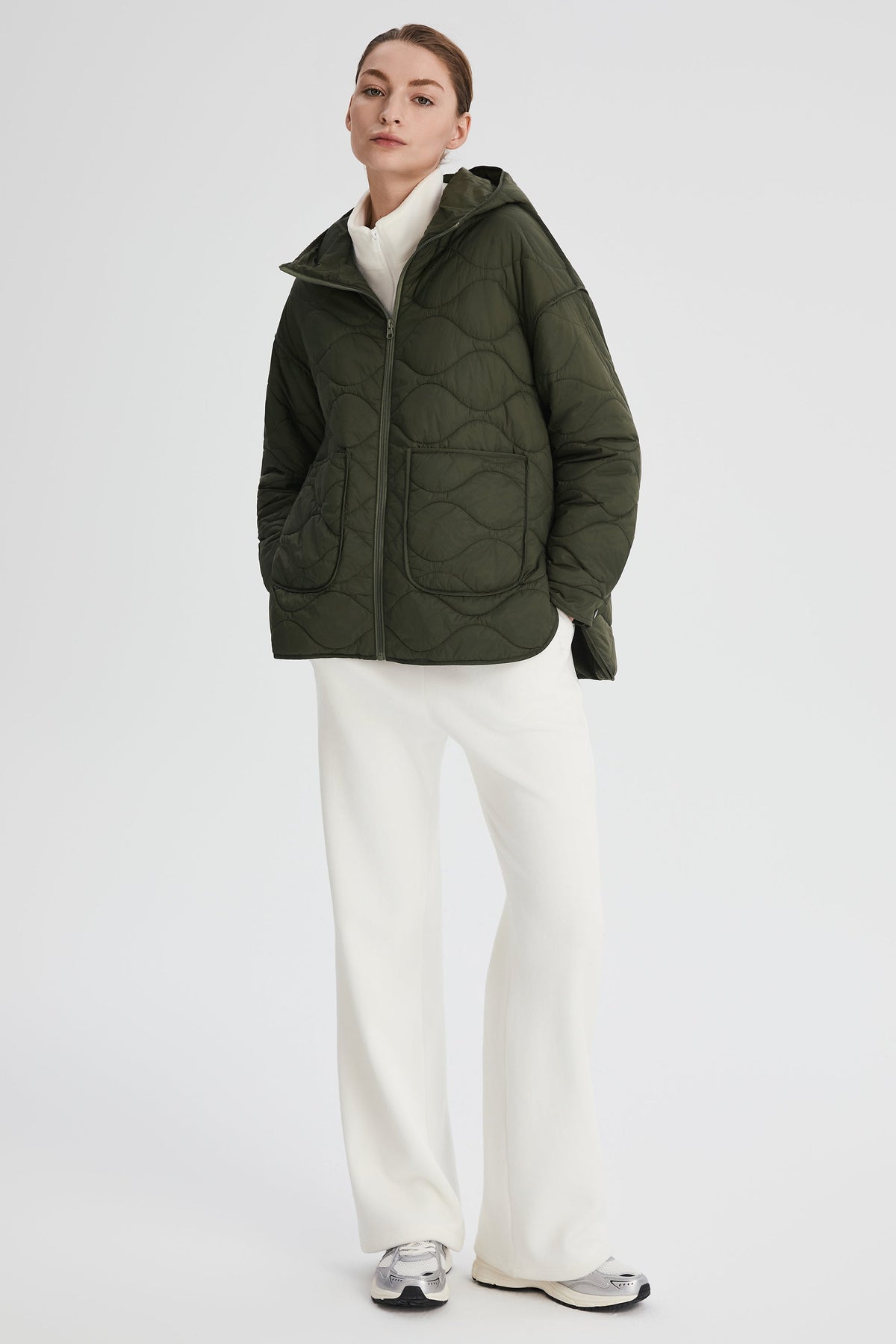 Oversized Quilted Hooded Drop-Shoulder Jacket