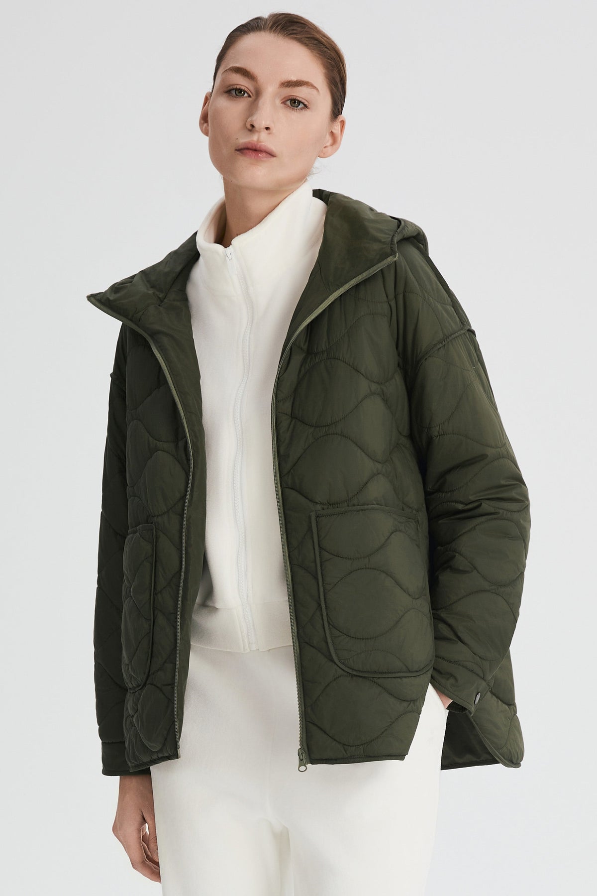Oversized Quilted Hooded Drop-Shoulder Jacket