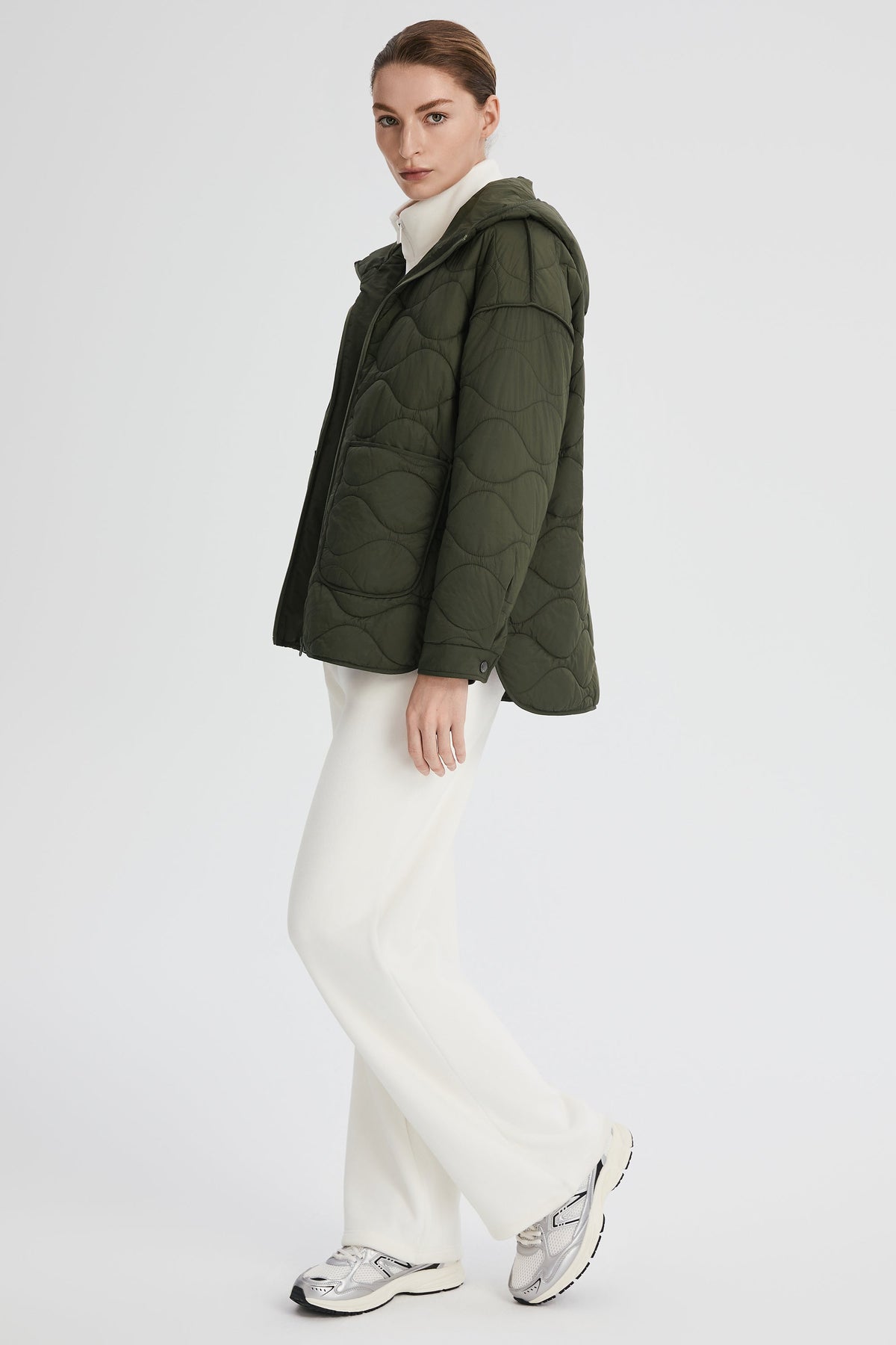 Oversized Quilted Hooded Drop-Shoulder Jacket