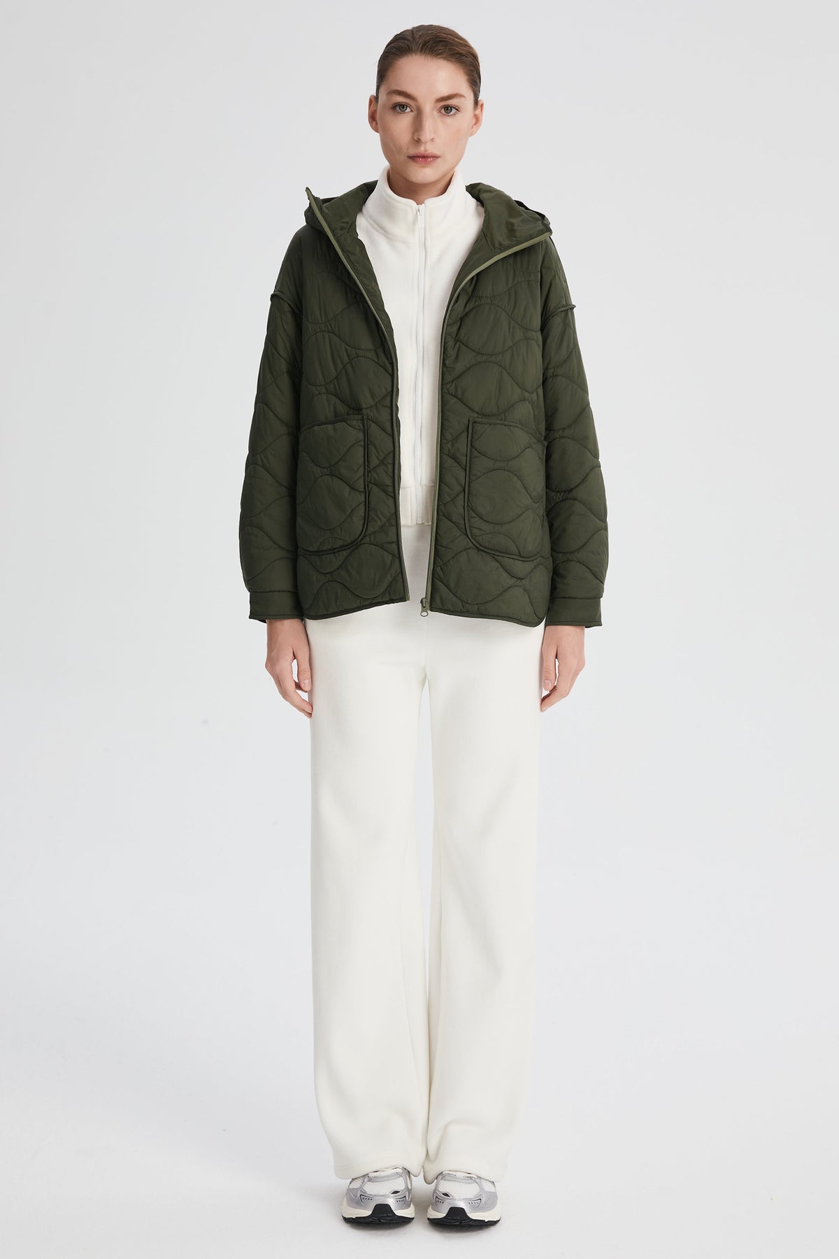 Oversized Quilted Hooded Drop-Shoulder Jacket