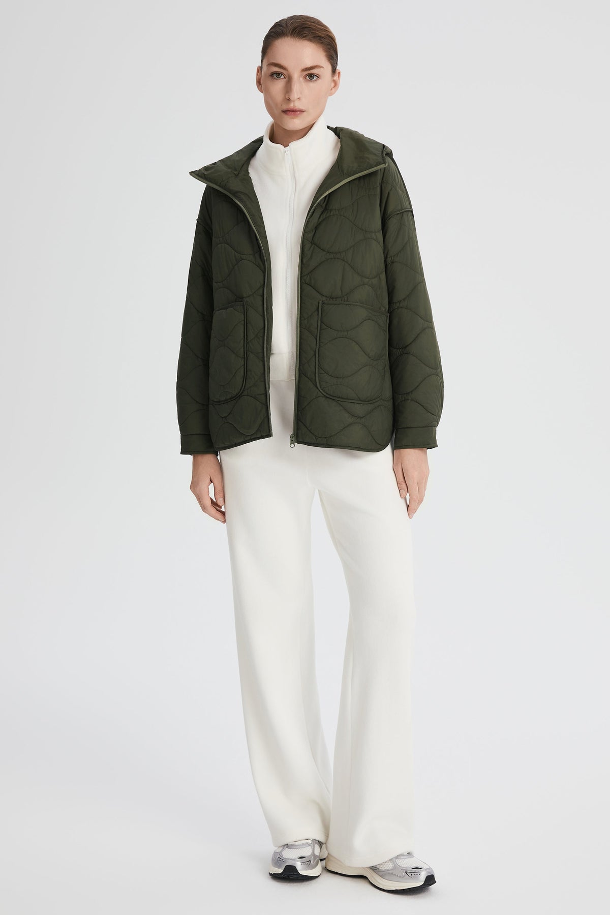 Oversized Quilted Hooded Drop-Shoulder Jacket