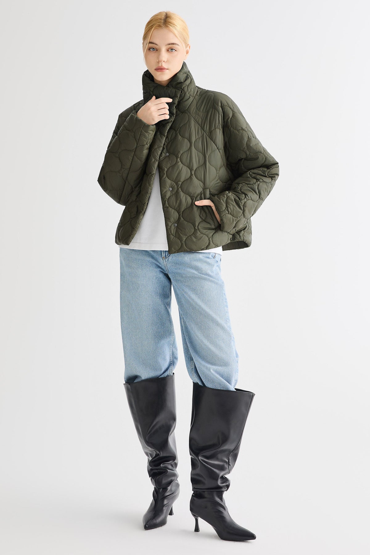 Oversized Quilted Raglan Sleeve Lightweight Jacket
