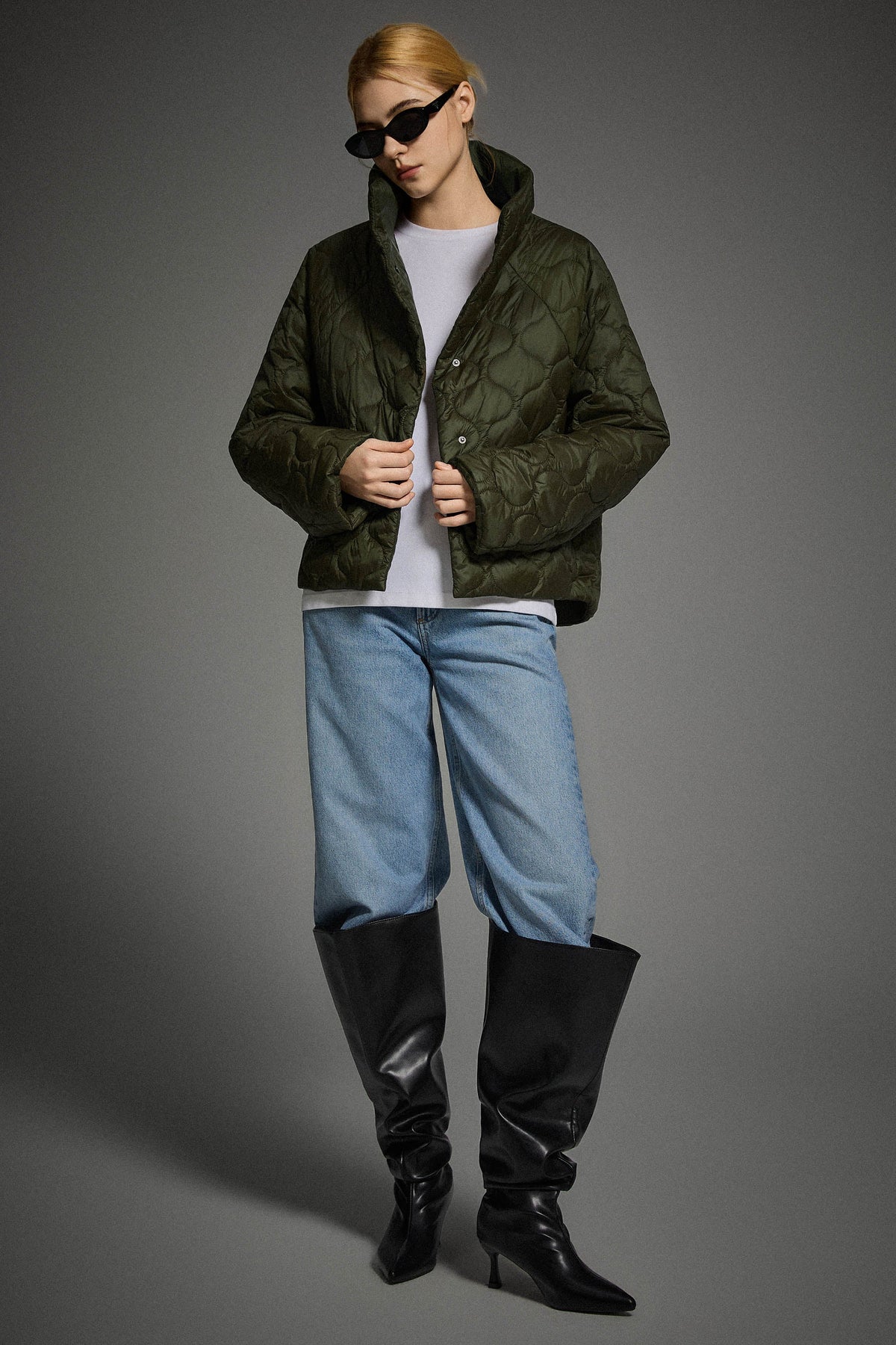 Oversized Quilted Raglan Sleeve Lightweight Jacket