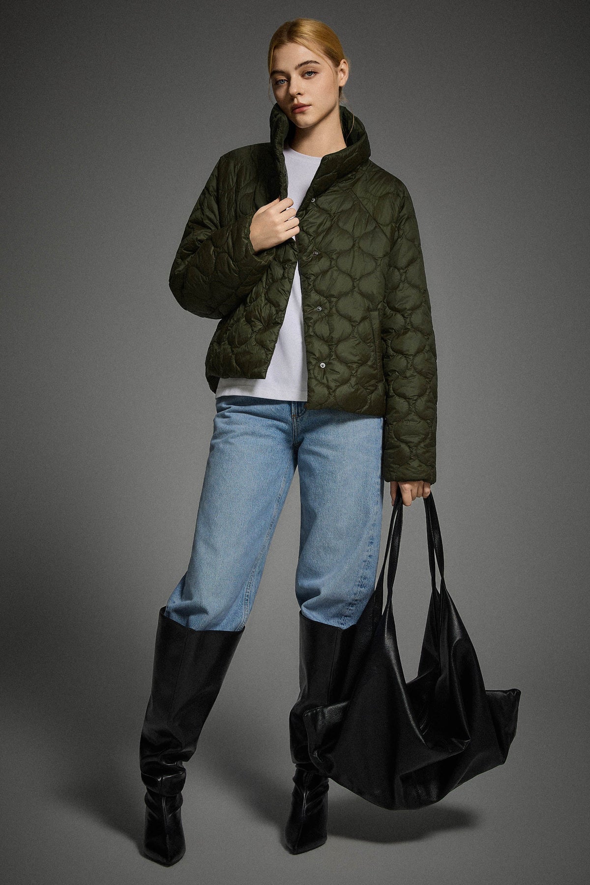Oversized Quilted Raglan Sleeve Lightweight Jacket
