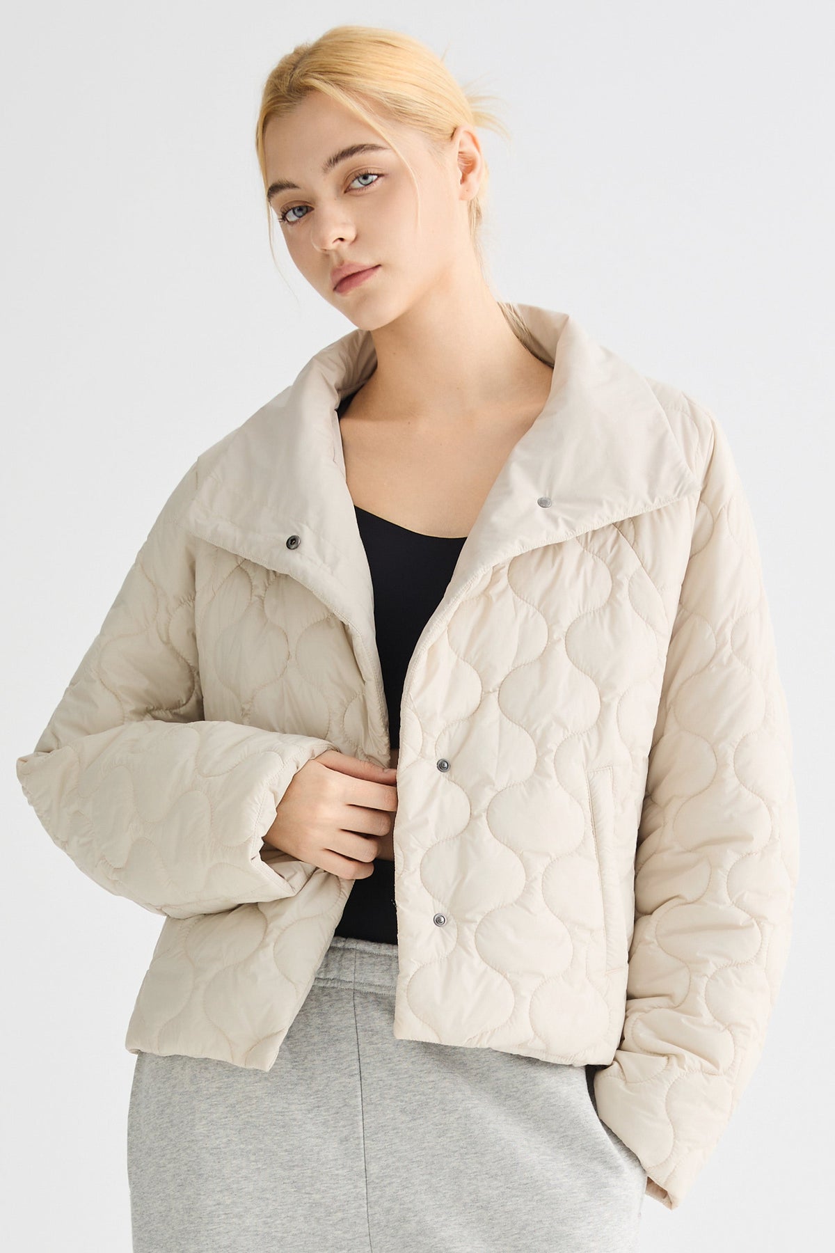 Oversized Quilted Raglan Sleeve Lightweight Jacket