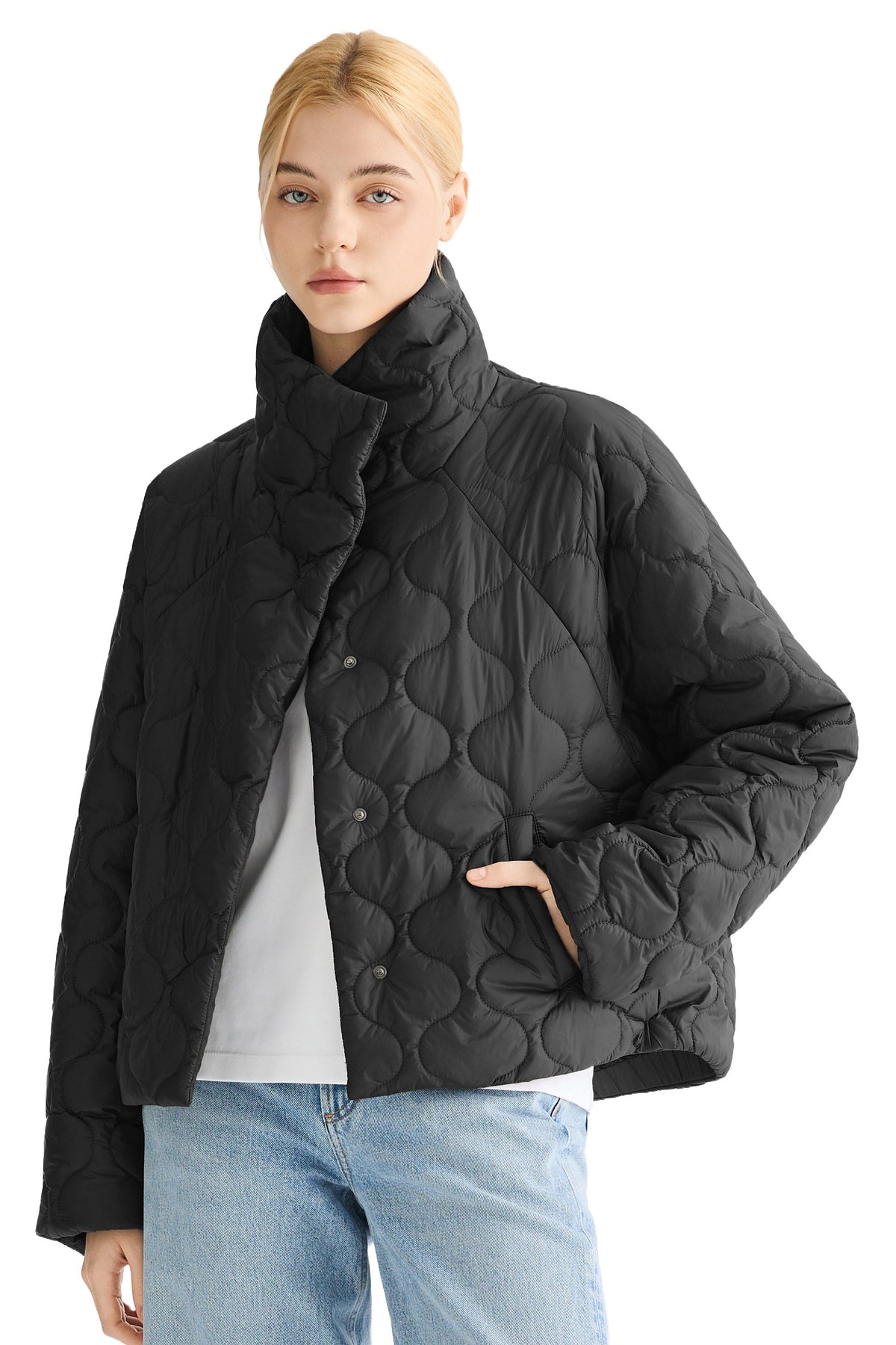 Oversized Quilted Raglan Sleeve Lightweight Jacket