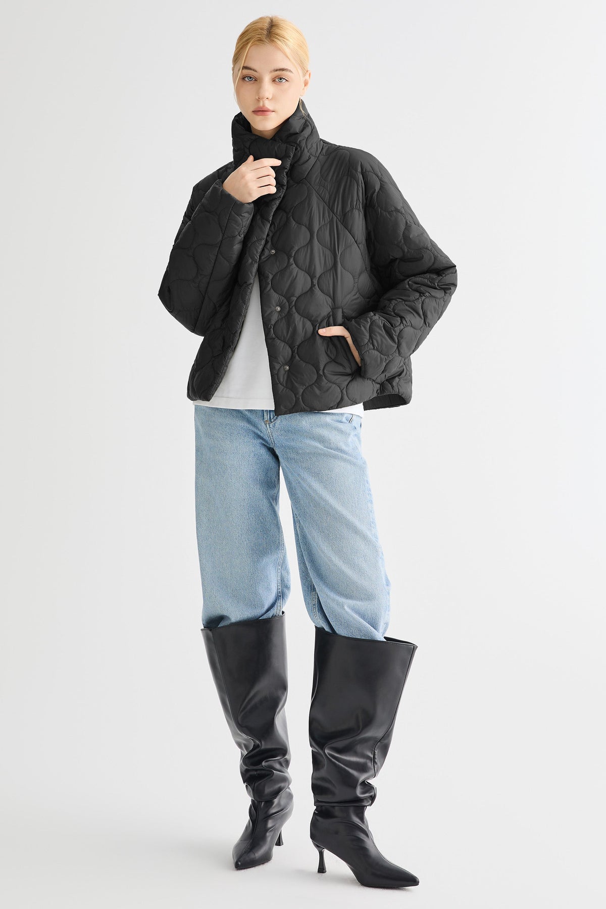 Oversized Quilted Raglan Sleeve Lightweight Jacket