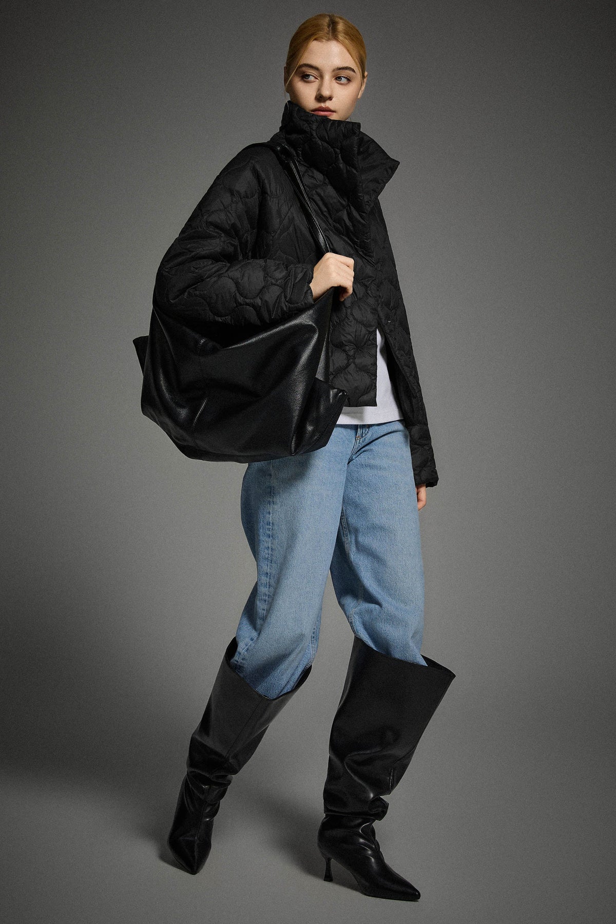Oversized Quilted Raglan Sleeve Lightweight Jacket