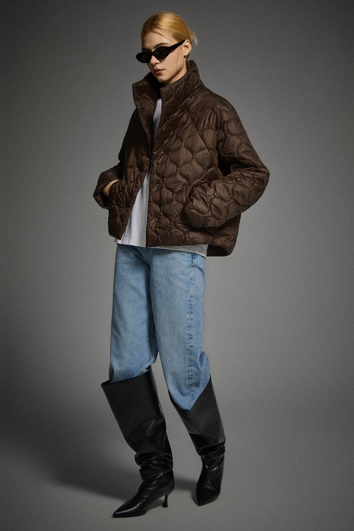 Oversized Quilted Raglan Sleeve Lightweight Jacket