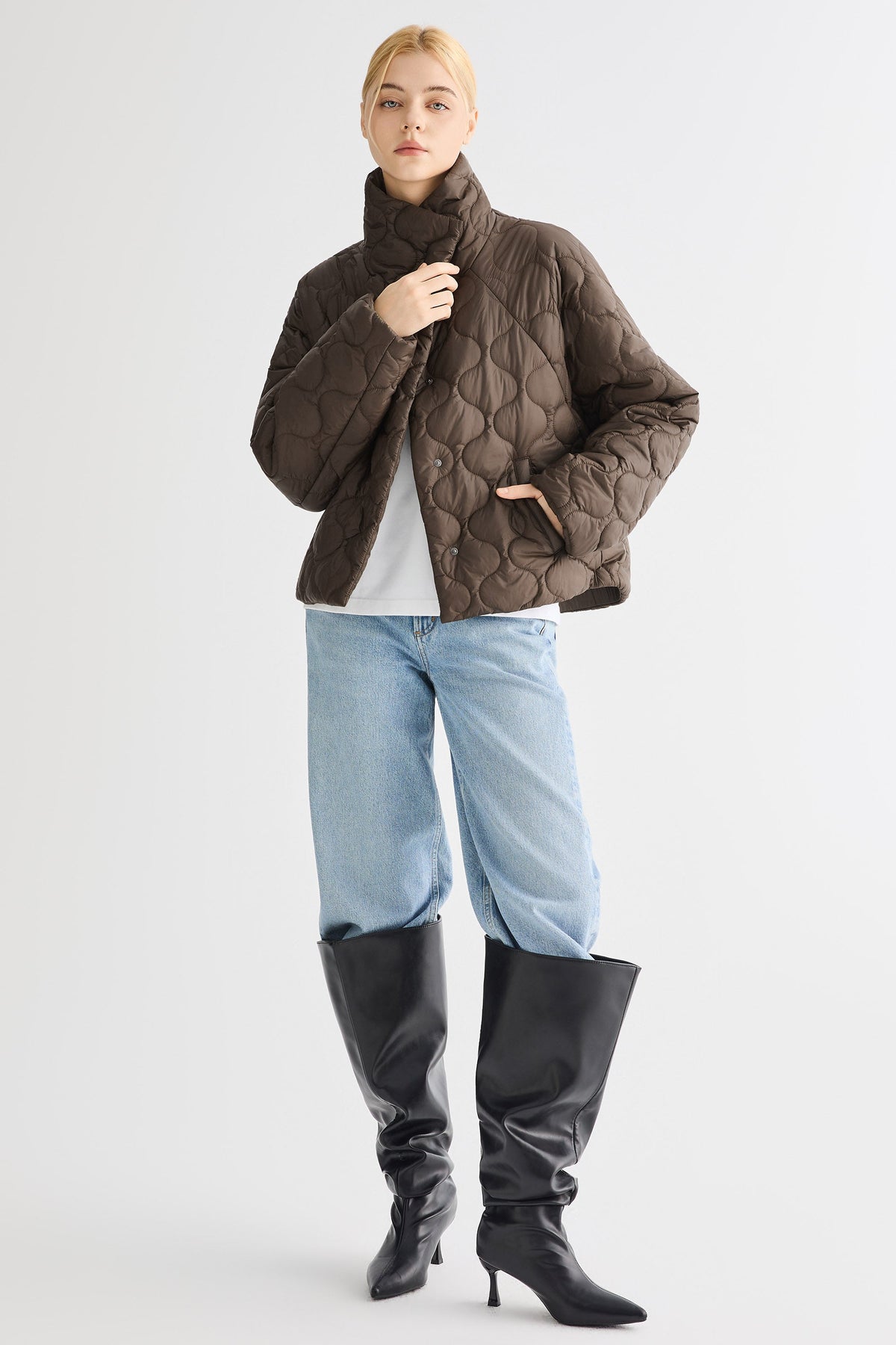 Oversized Quilted Raglan Sleeve Lightweight Jacket