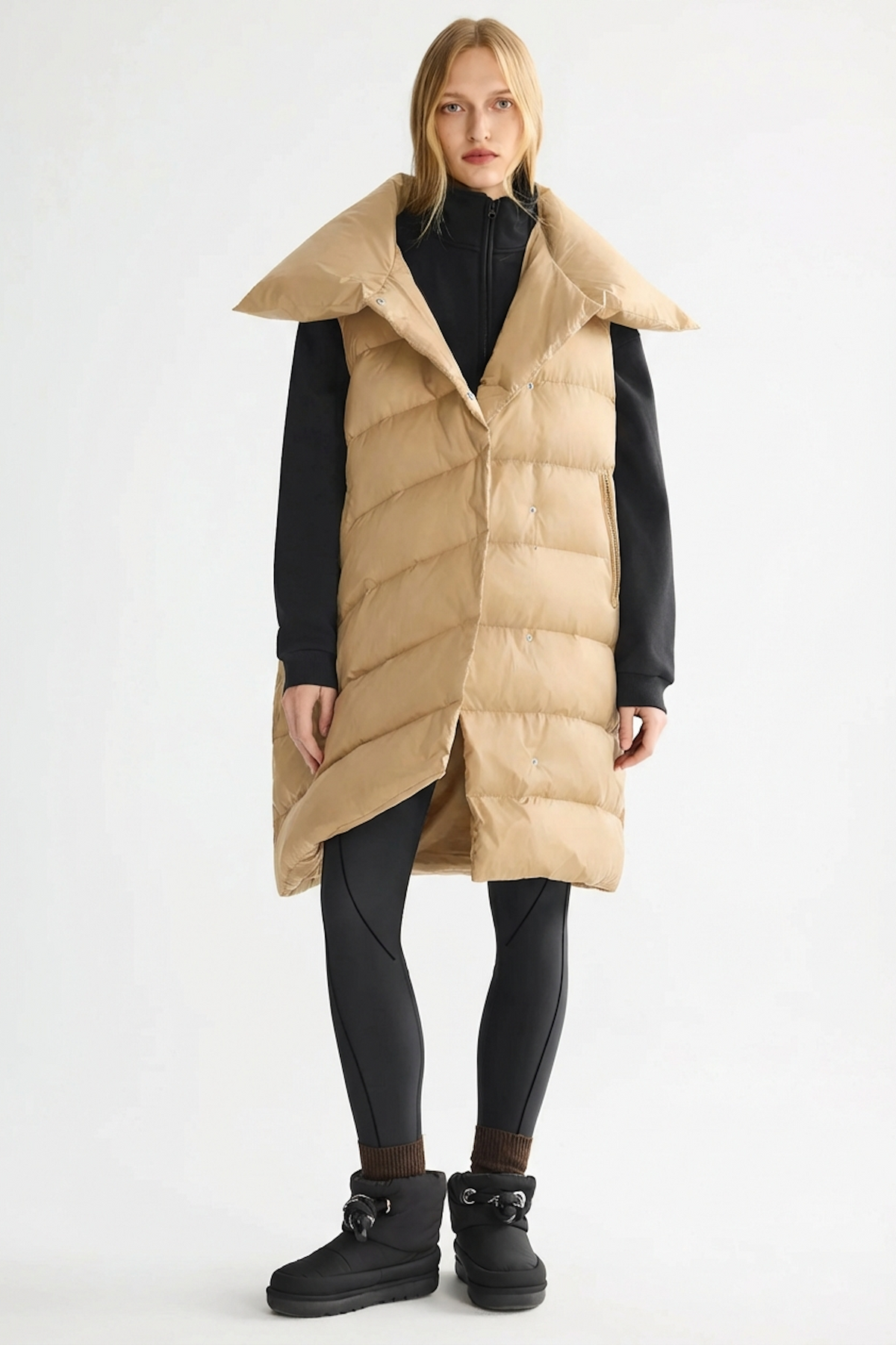 Oversized Collar Puffer Down Vest