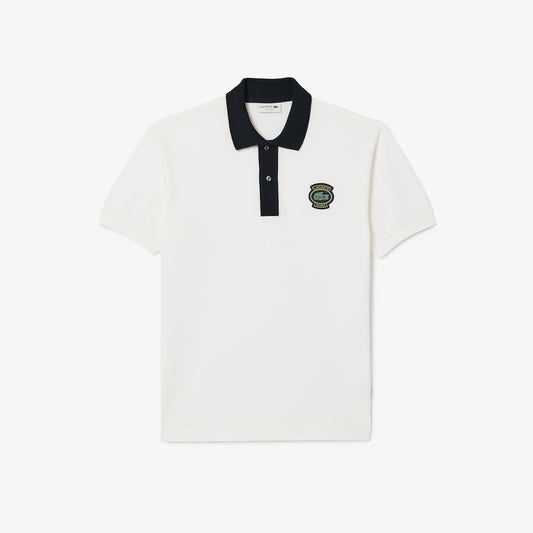 LACOSTE - PARIS LOGO BADGE CONTRAST COLLAR POLO SHIRT Men’s - WHITE/BLACK -031