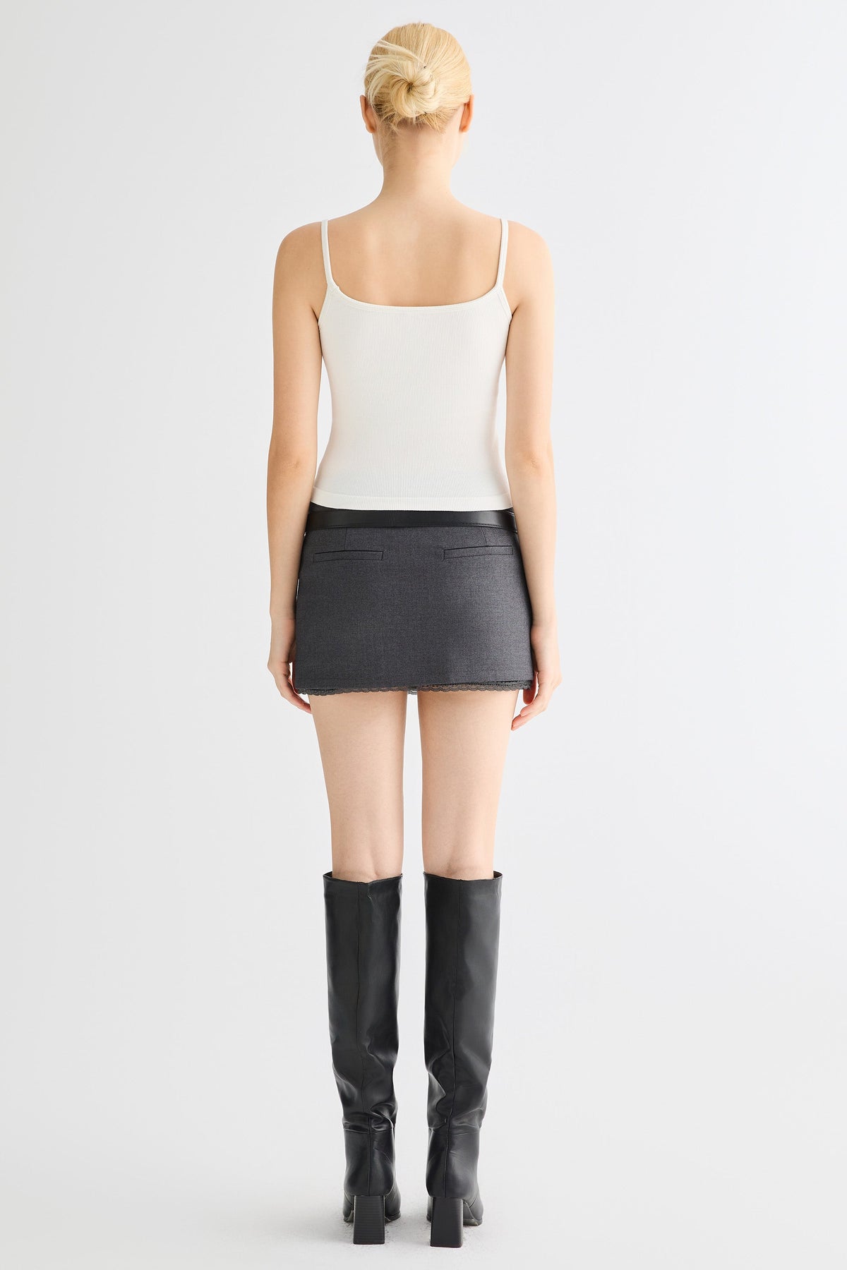 Padded Ribbed Square Neck Tank