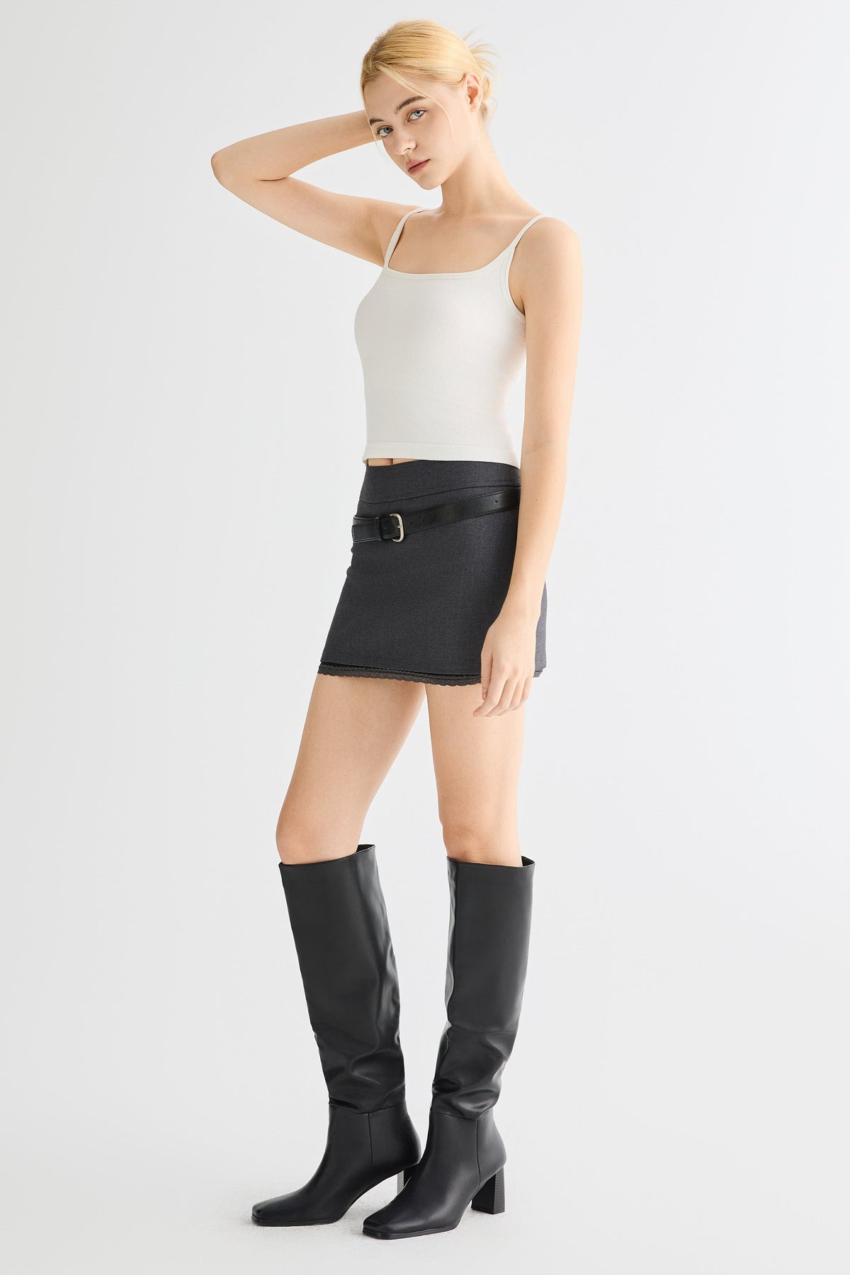 Padded Ribbed Square Neck Tank