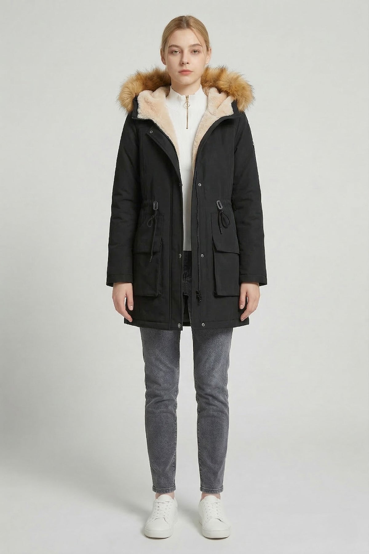 Thickened Fleece Lined Parka Jacket