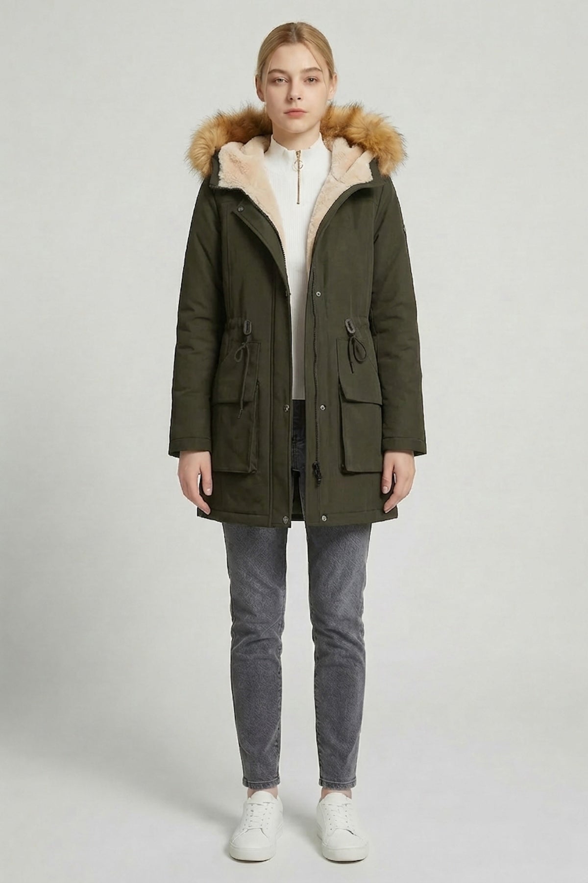 Thickened Fleece Lined Parka Jacket
