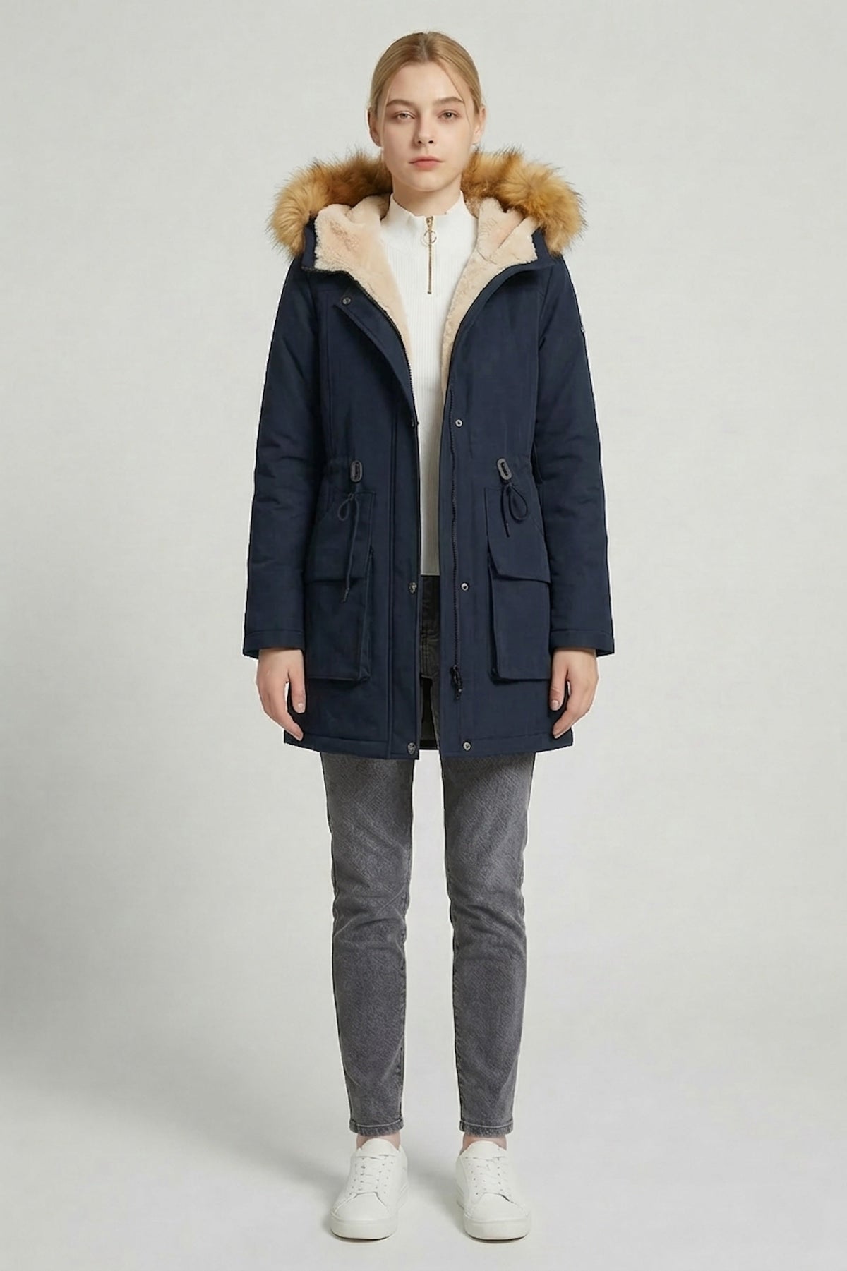 Thickened Fleece Lined Parka Jacket