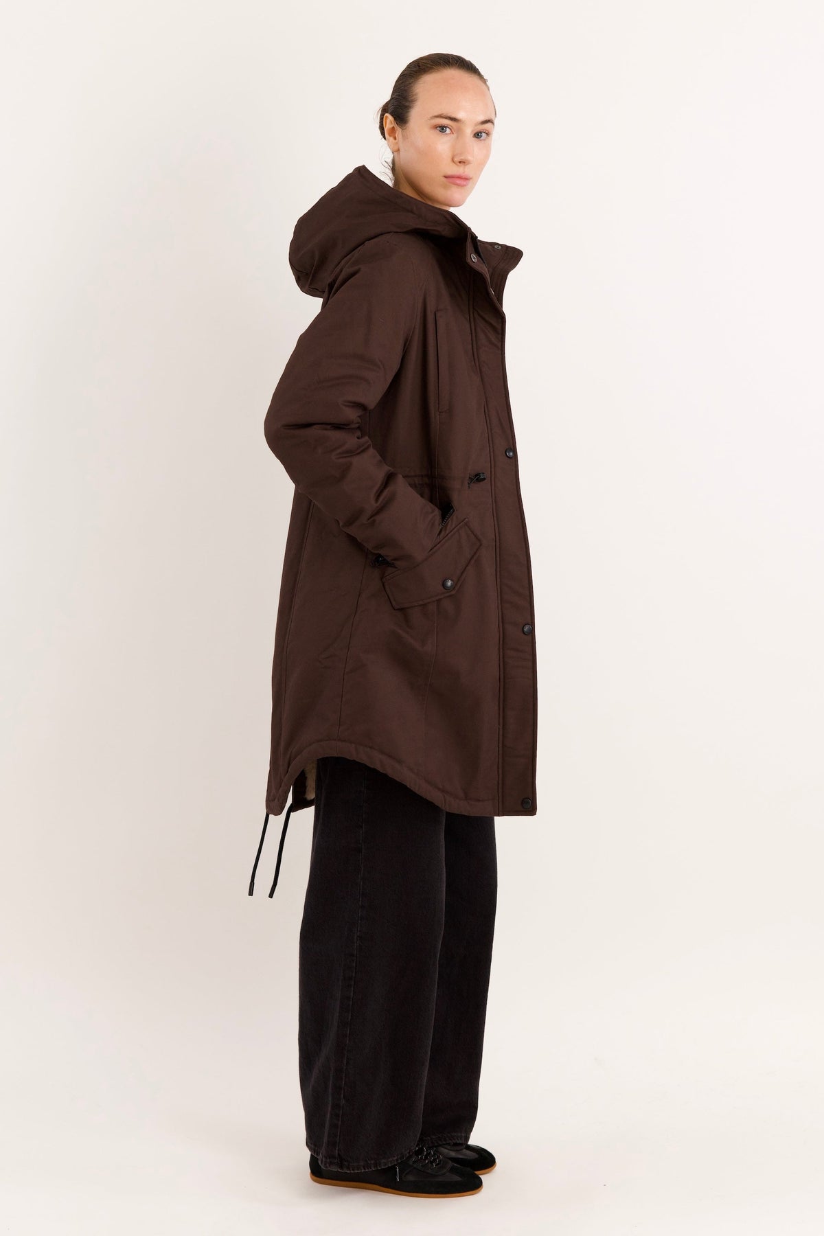 Fleece-Lined Hooded Parka Jacket with Pockets