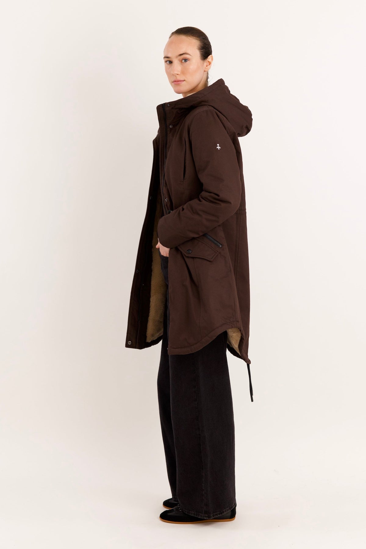 Fleece-Lined Hooded Parka Jacket with Pockets