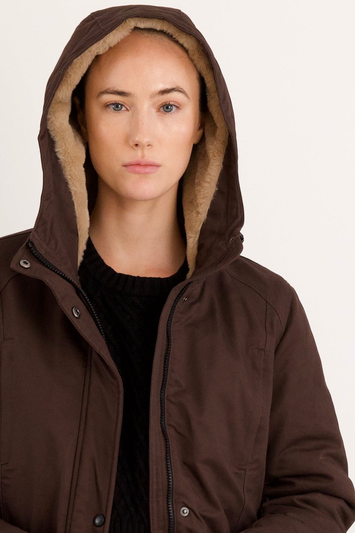 Fleece-Lined Hooded Parka Jacket with Pockets