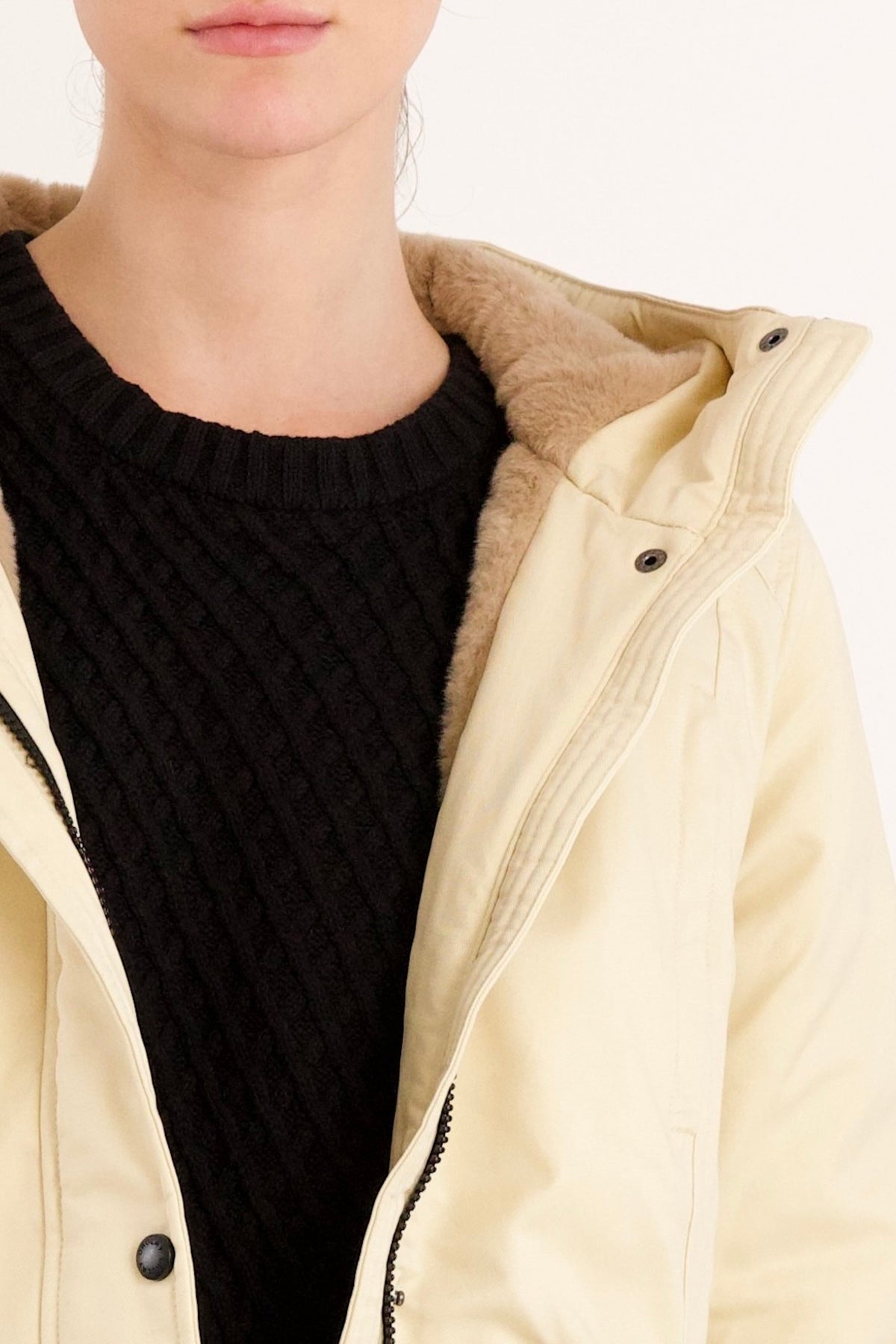 Fleece-Lined Hooded Parka Jacket with Pockets
